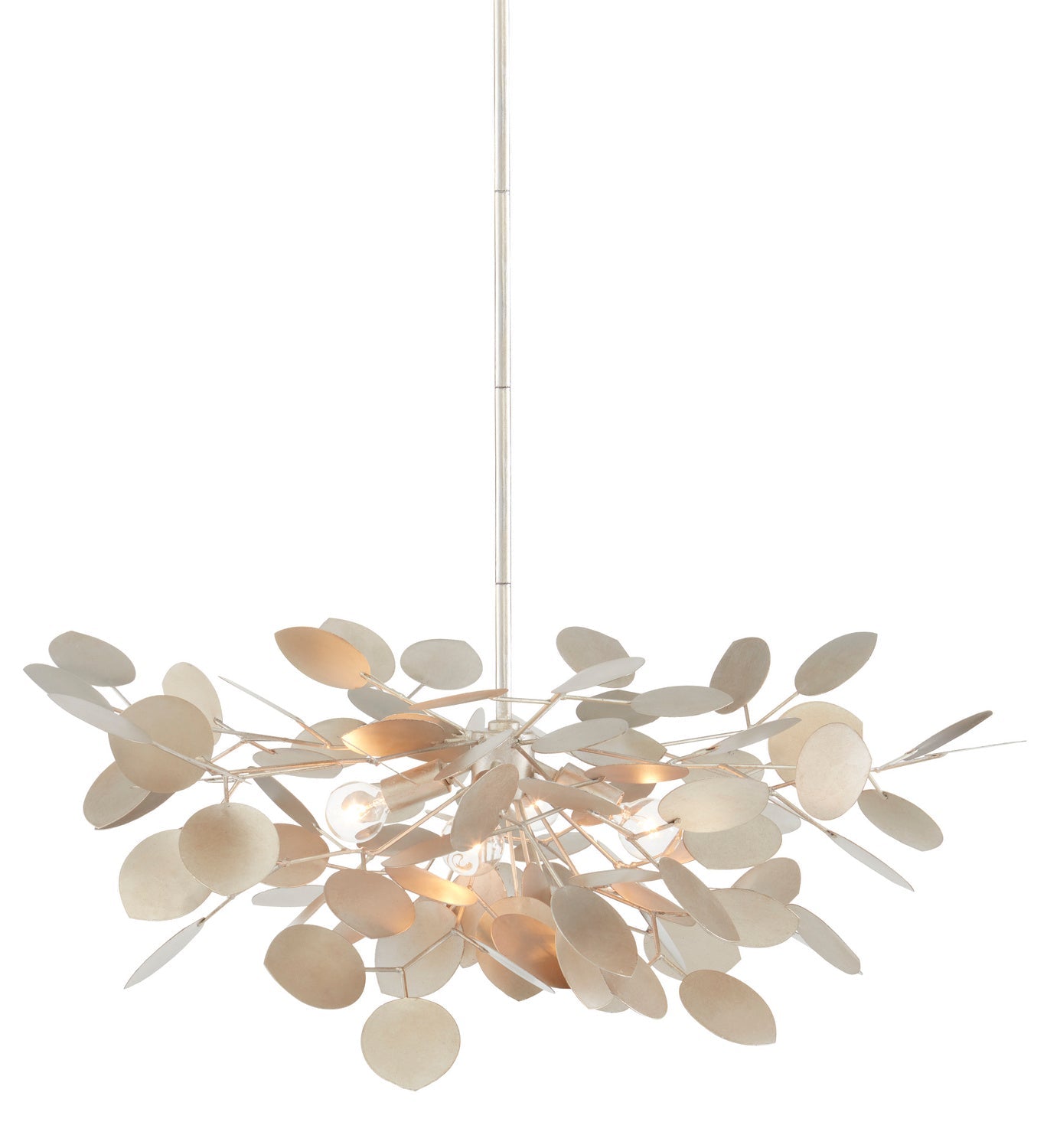Product photo of the Lunaria Four Light Chandelier in Contemporary Silver Leaf ( SKU# 9000-0818 )