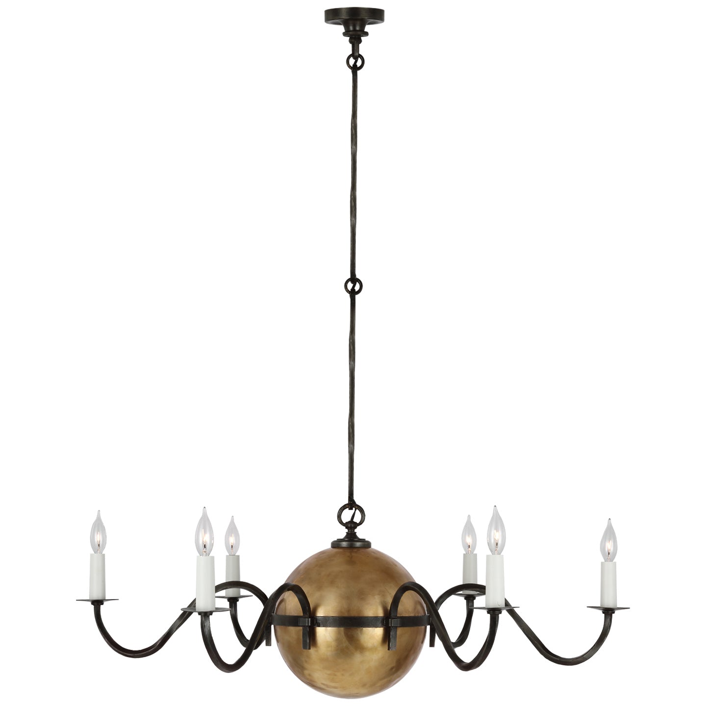 Product photo of the Ancram LED Chandelier in Natural Brass and Aged Iron ( SKU# RL 5792NB/AI )