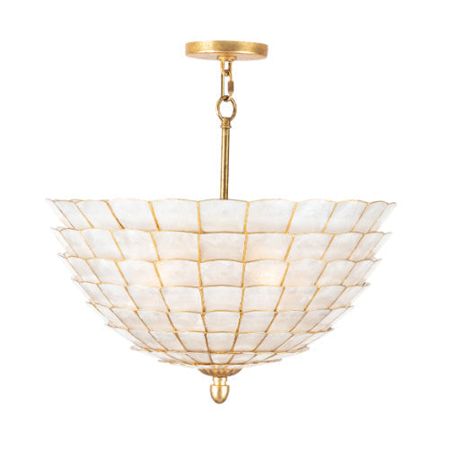 Product photo of the Samal Four Light Pendant in Oxidized Gold Leaf ( SKU# 515145OL )