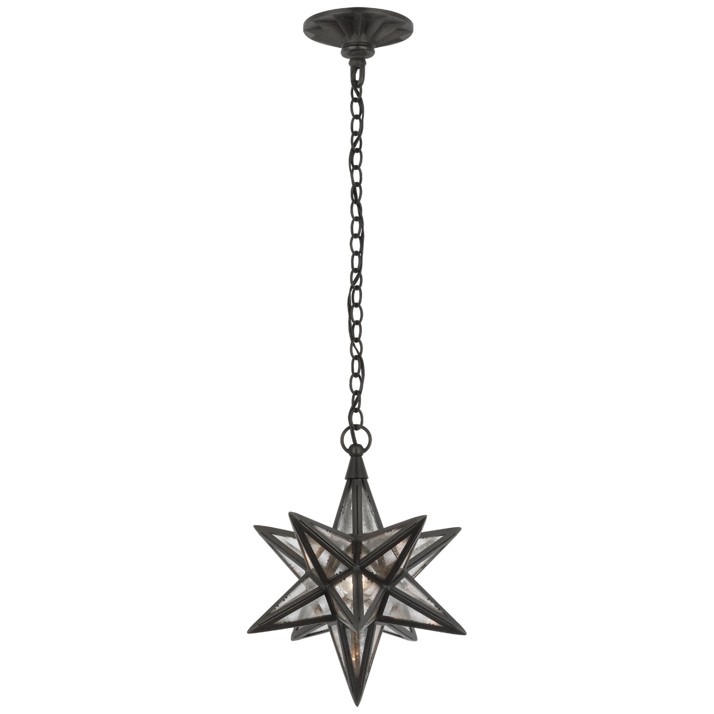 Product photo of the Moravian Star LED Lantern in Aged Iron ( SKU# CHC 5210AI-AM )