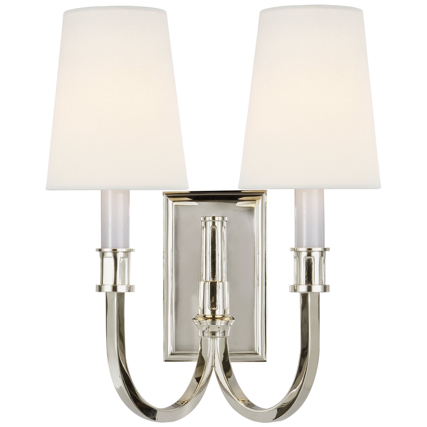 Product photo of the Modern Library Two Light Wall Sconce in Polished Nickel ( SKU# TOB 2328PN-L )