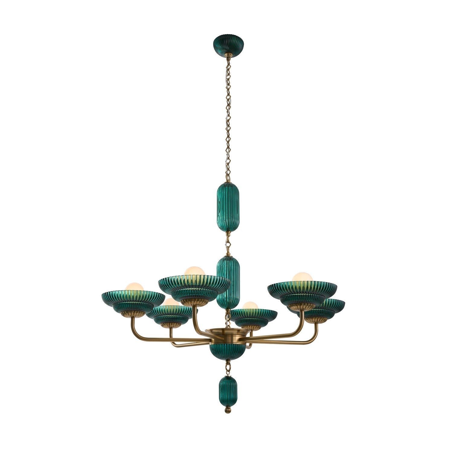 Product photo of the Verde Six Light Chandelier in Satin Brass ( SKU# 519671STB )