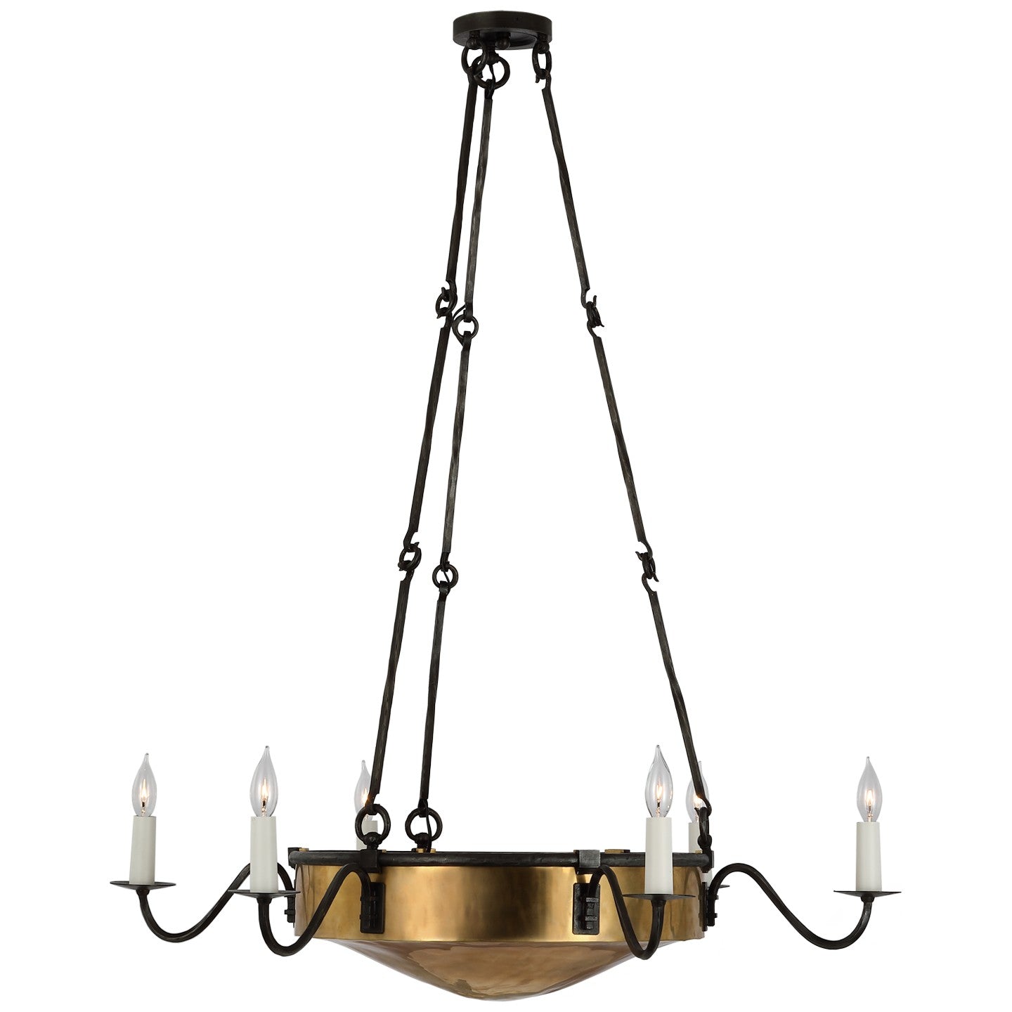 Product photo of the Ancram LED Chandelier in Natural Brass and Aged Iron ( SKU# RL 5790NB/AI )