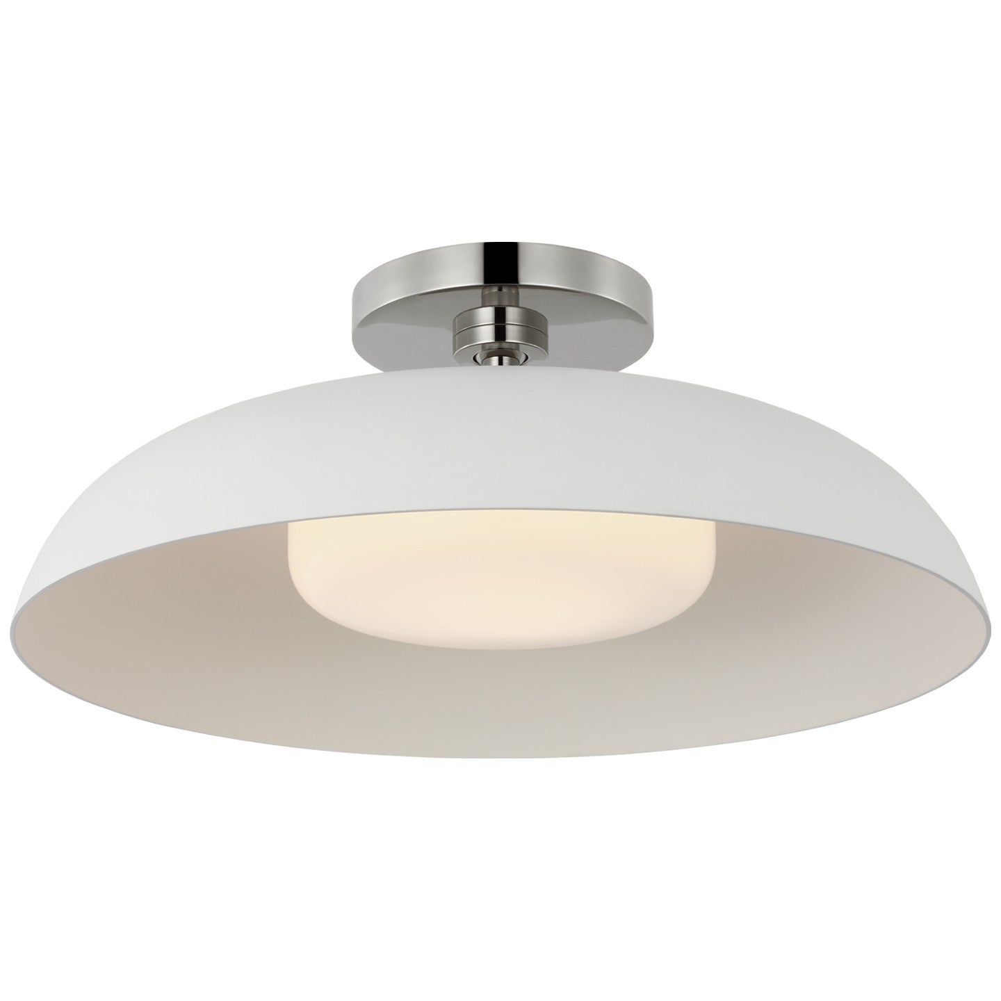 Product photo of the Cyrus LED Flush Mount in Polished Nickel and White ( SKU# AL 4040PN/WHT-WG )