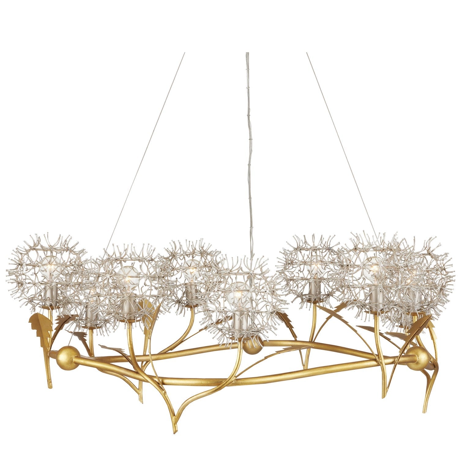 Product photo of the Dandelion Nine Light Chandelier in Contemporary Silver Leaf/Silver/Contemporary Gold Leaf ( SKU# 9000-1080 )