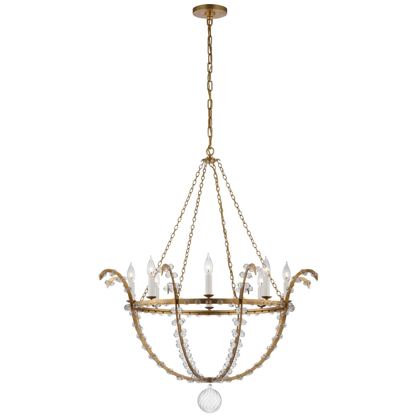 Product photo of the Alonzo LED Chandelier in Gild and Clear Glass ( SKU# JN 5150G/CG )