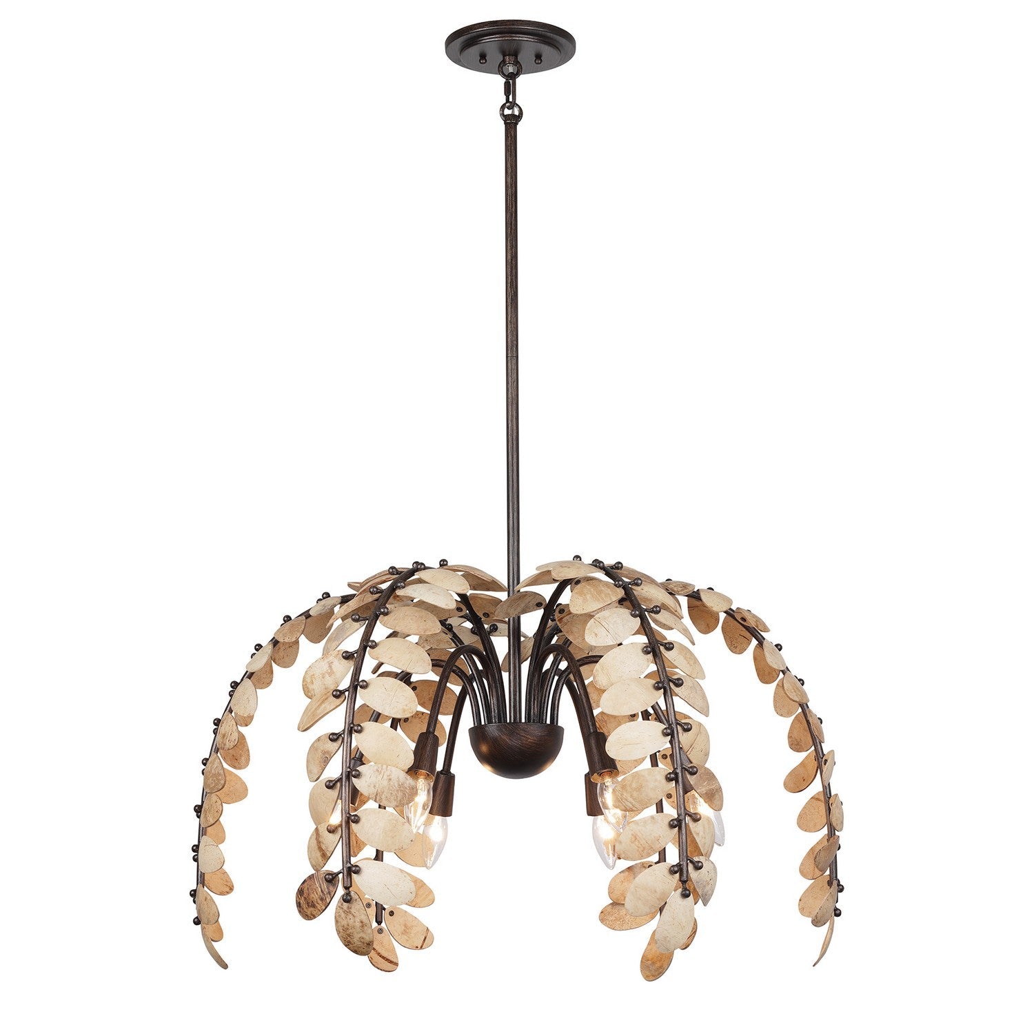 Product photo of the Grecian Six Light Chandelier in Champagne Mist w/Coconut Shell ( SKU# 1-2579-6-26 )