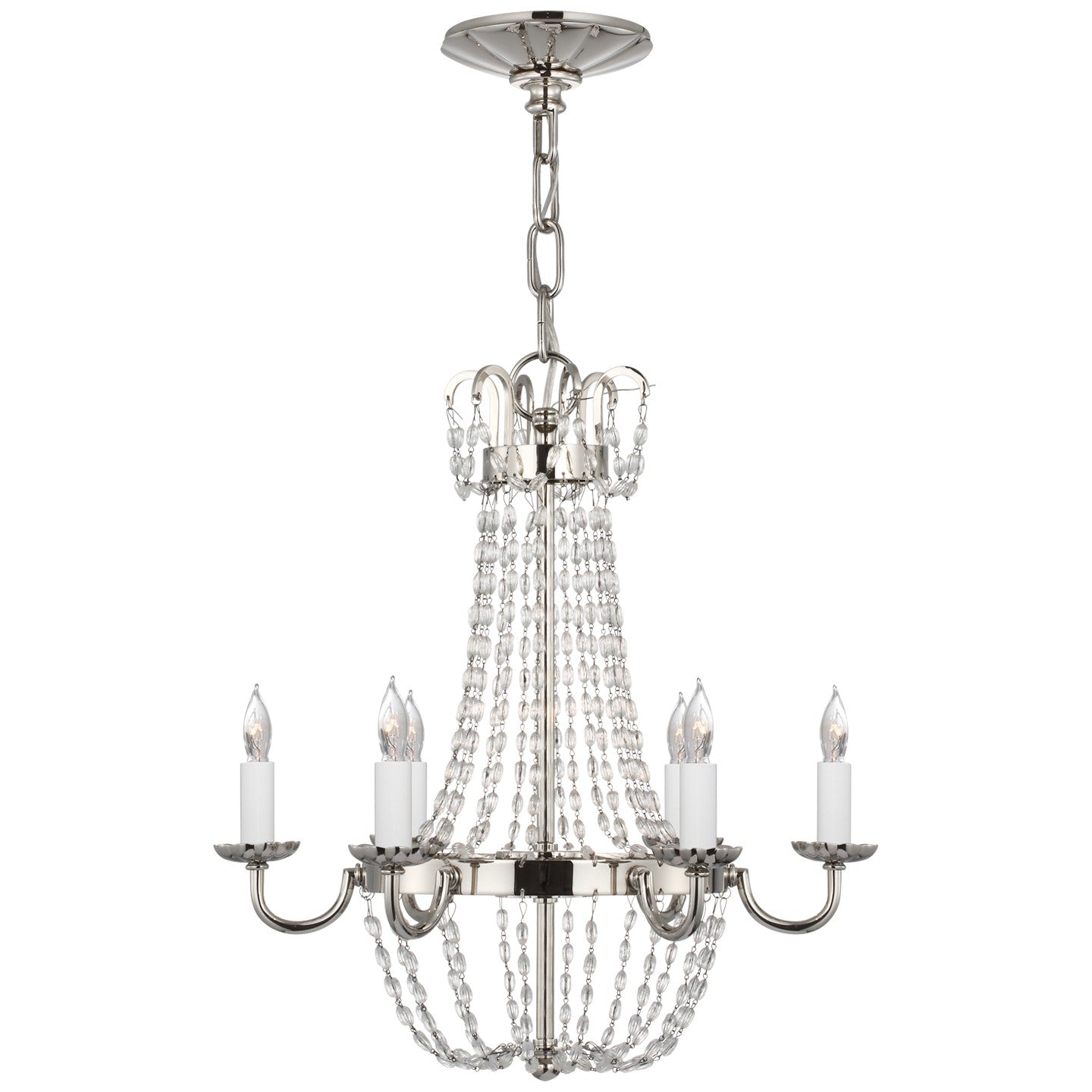 Product photo of the Paris Flea Market Six Light Chandelier in Polished Nickel ( SKU# CHC 1407PN-SG )