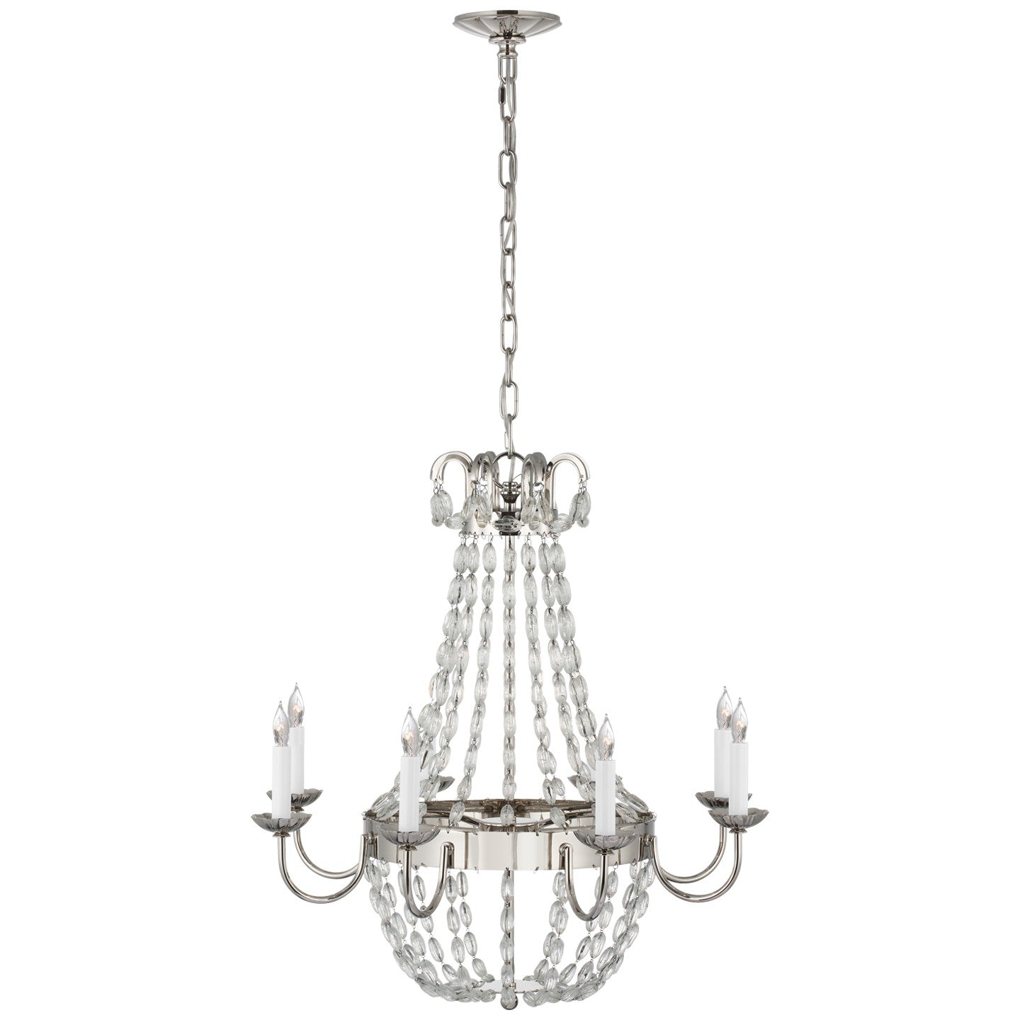 Product photo of the Paris Flea Market Eight Light Chandelier in Polished Nickel ( SKU# CHC 1426PN-SG )