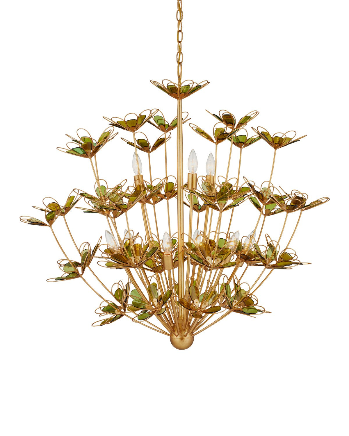 Product photo of the Midsummer Nine Light Chandelier in Contemporary Gold Leaf/Contemporary Gold/Green ( SKU# 9000-1199 )