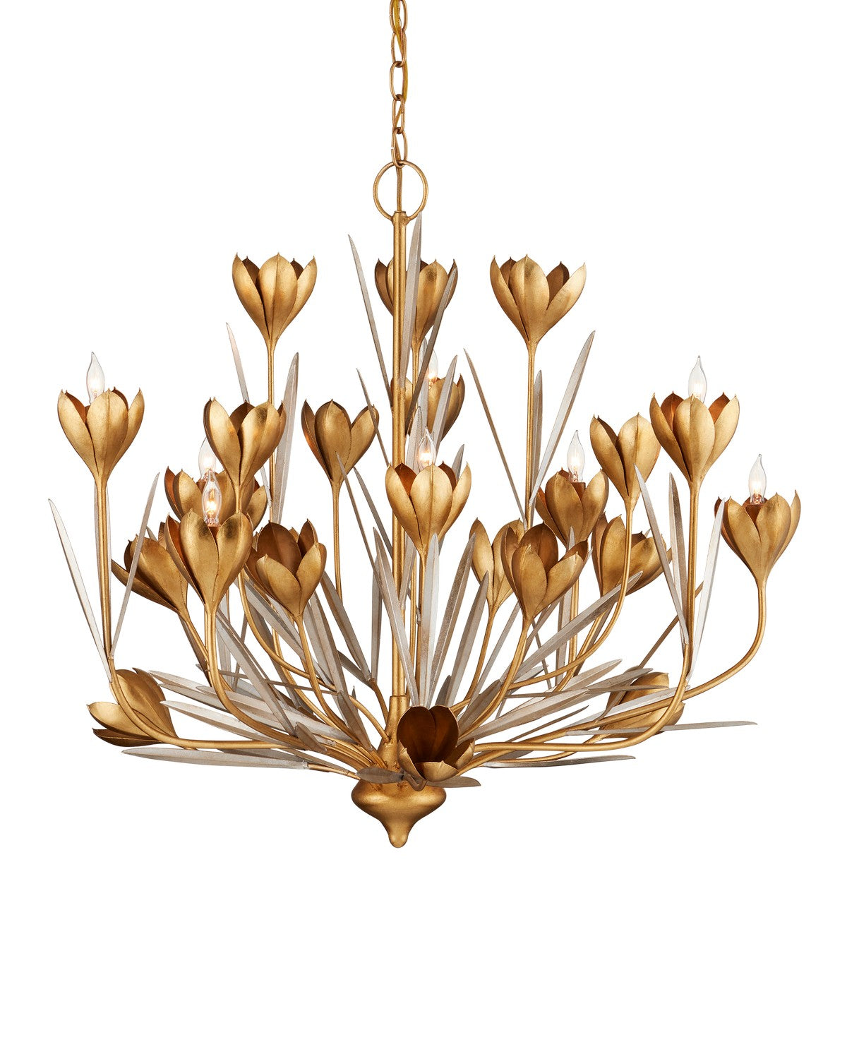 Product photo of the Hortensia Nine Light Chandelier in Contemporary Gold Leaf/Contemporary Gold/Contemporary Silver Leaf ( SKU# 9000-1215 )