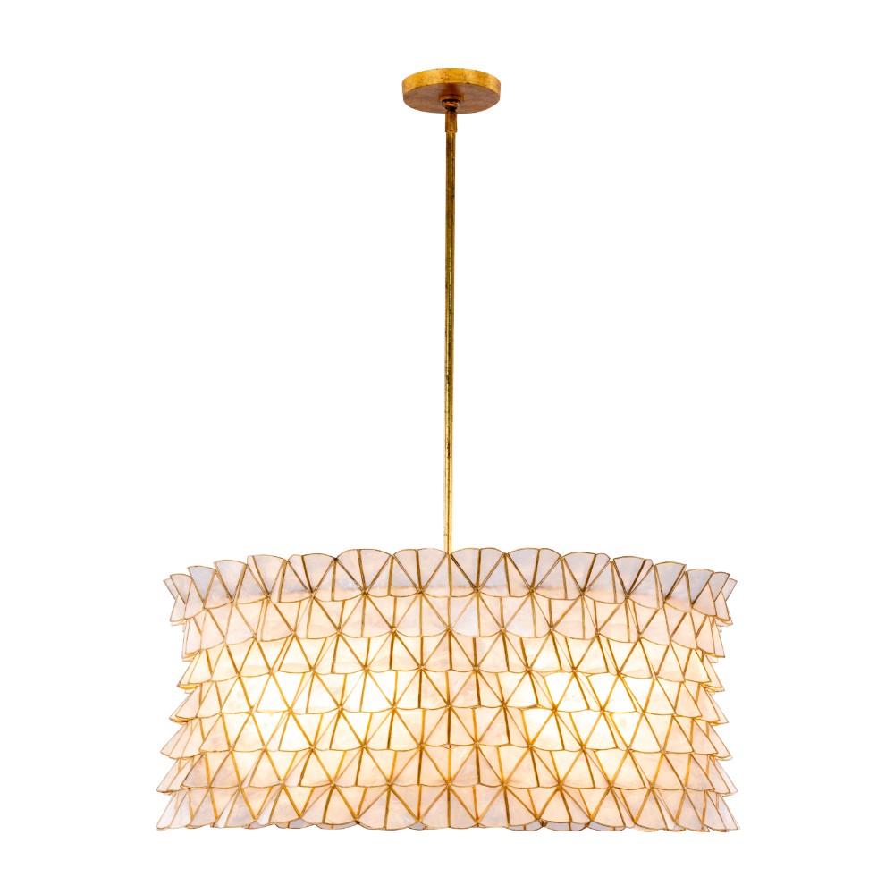 Product photo of the Flair Six Light Pendant in Oxidized Gold Leaf ( SKU# 520056OL )