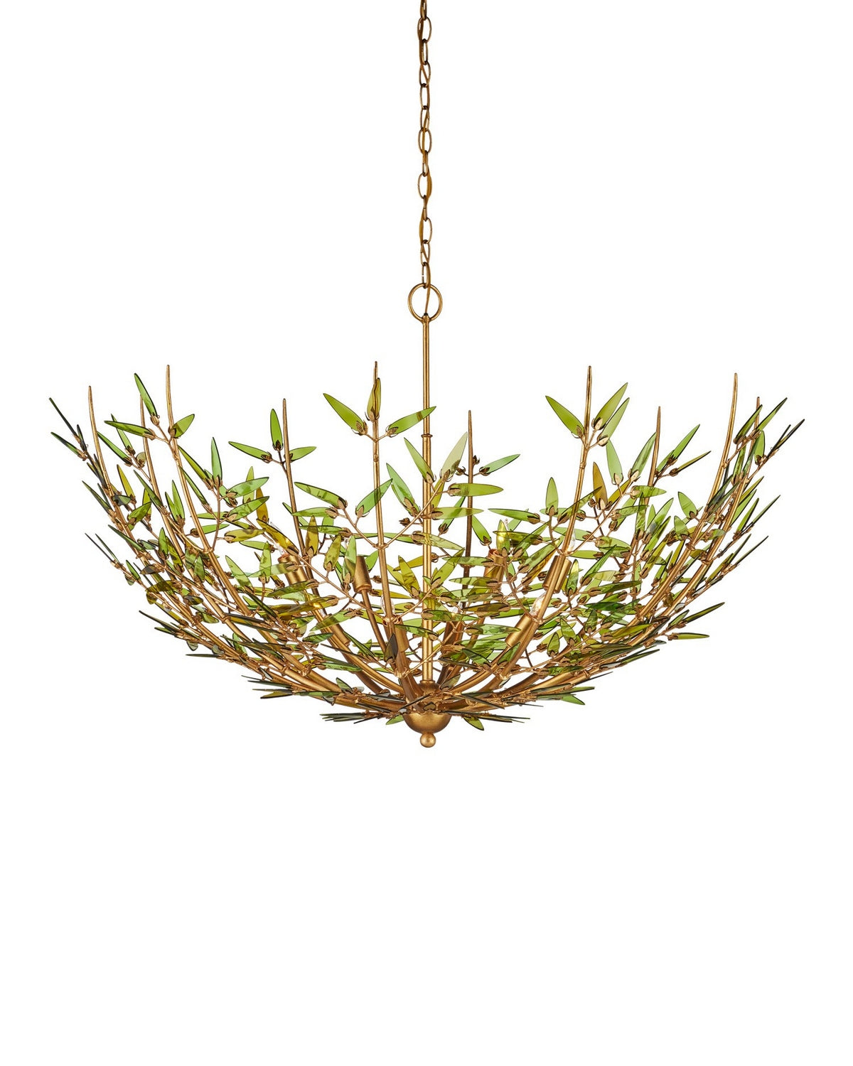 Product photo of the Babylon Eight Light Chandelier in Green/Contemporary Gold Leaf/Contemporary Gold ( SKU# 9000-1308 )