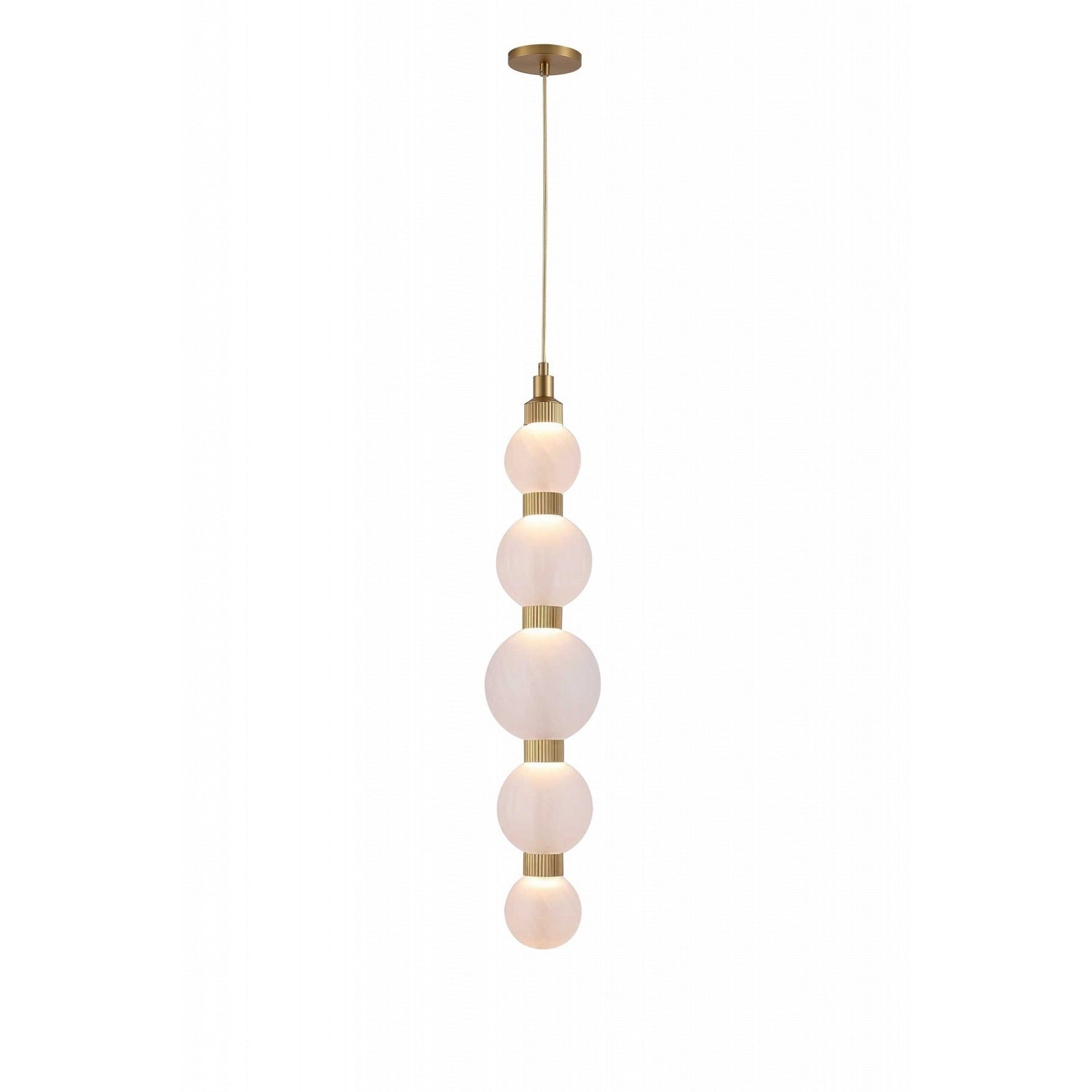 Product photo of the Zayna LED Pendant in Aged Brass ( SKU# HF7960-AB-WHT )