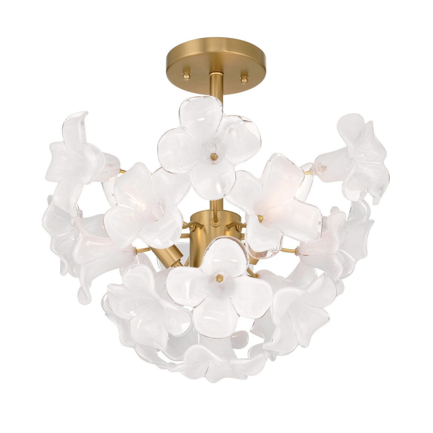 Product photo of the Bloome Three Light Semi-Flush Mount in Legacy Brass ( SKU# N2224-732 )