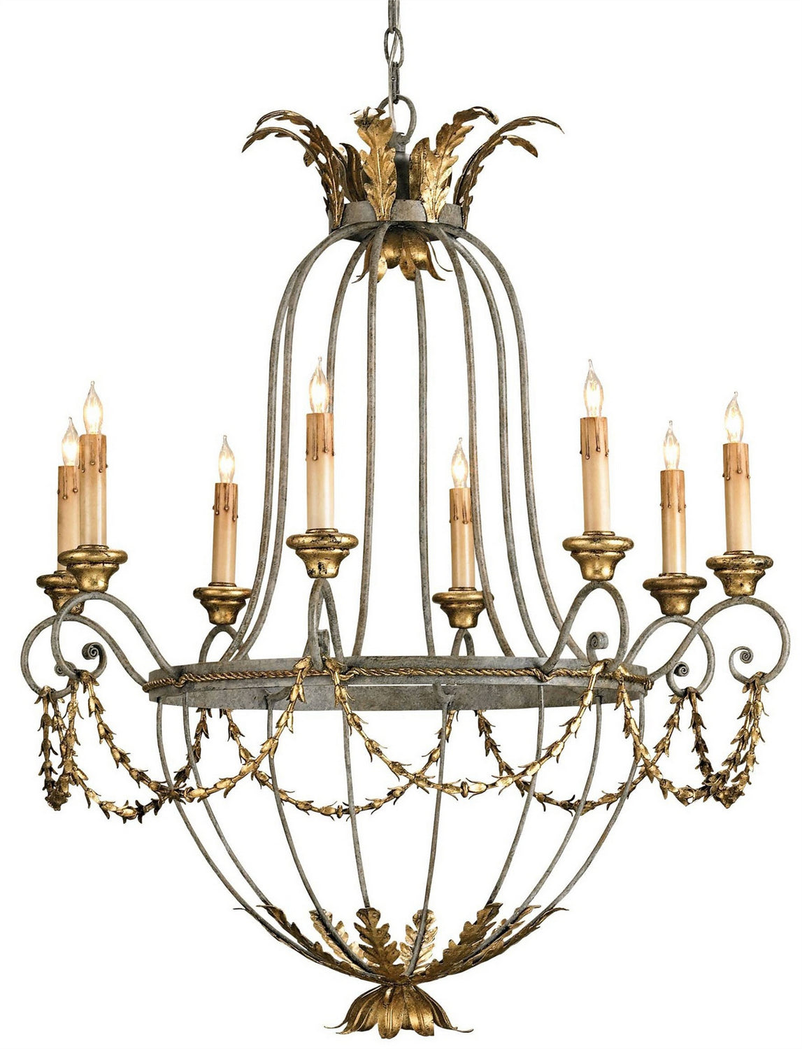 Product photo of the Elegance Eight Light Chandelier in Etruscan/Gold Leaf ( SKU# 9948 )