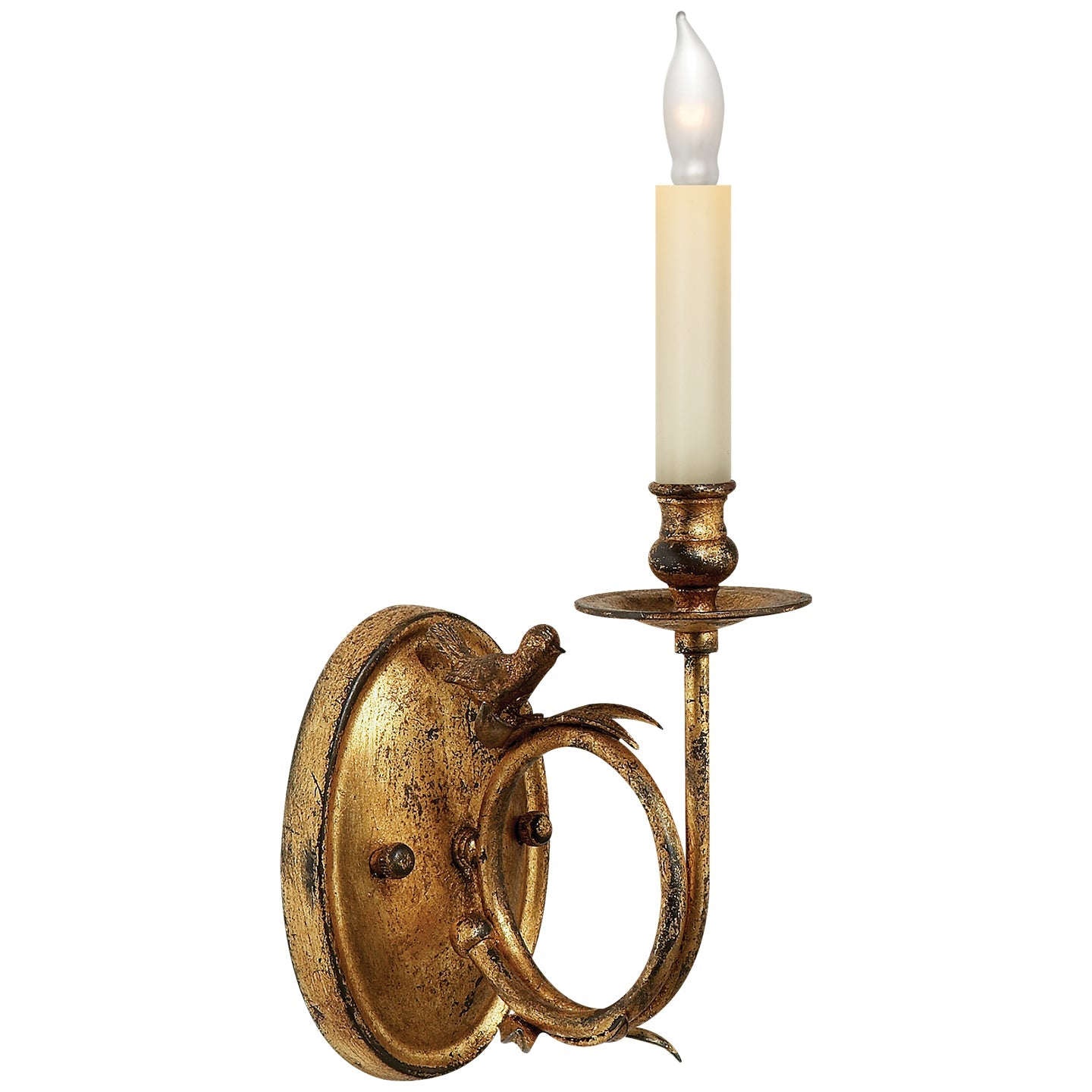 Product photo of the Perching Bird One Light Wall Sconce in Gilded Iron ( SKU# CHD 1158GI )
