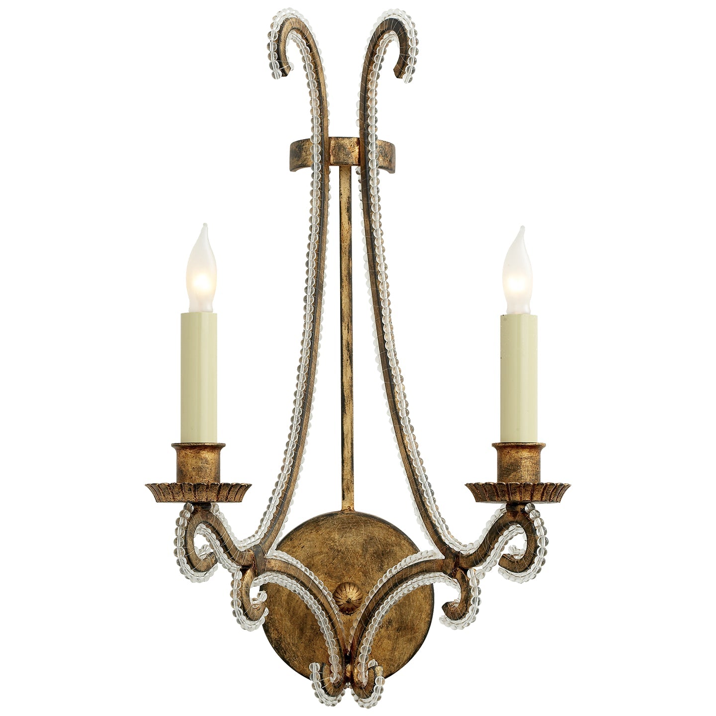 Product photo of the Oslo Two Light Wall Sconce in Gilded Iron ( SKU# CHD 2550GI-CG )