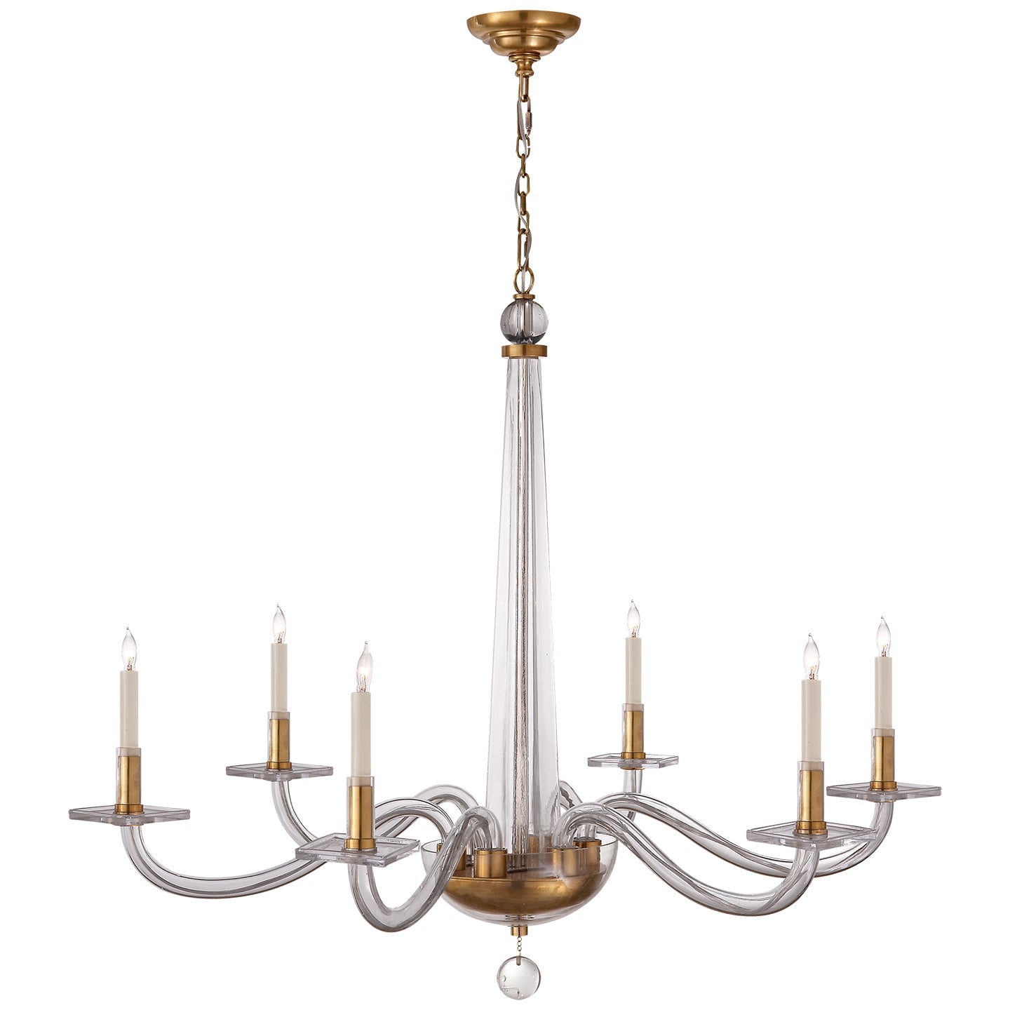 Product photo of the Bernardo Six Light Chandelier in Antique Brass and Clear Glass ( SKU# CHC 1141AB )