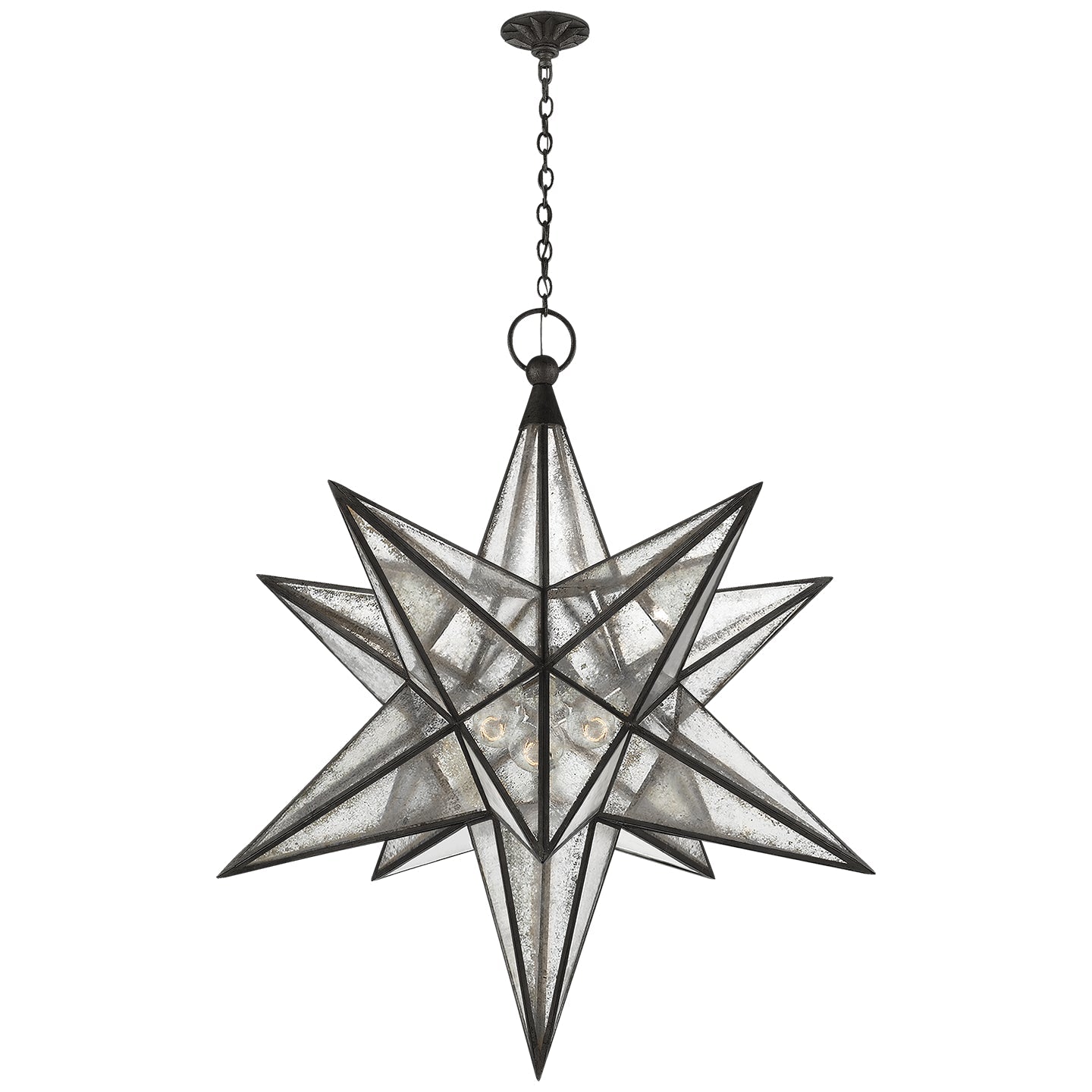 Product photo of the Moravian Star Three Light Lantern in Aged Iron ( SKU# CHC 5213AI-AM )