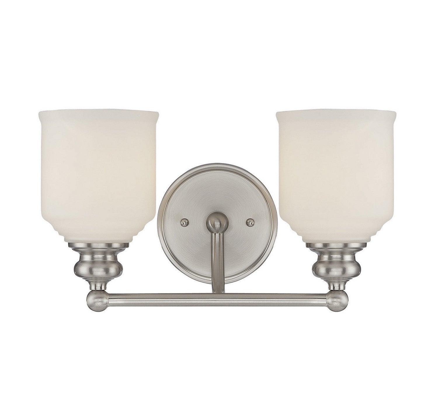 Product photo of the Melrose Two Light Bath Bar in Satin Nickel ( SKU# 8-6836-2-SN )