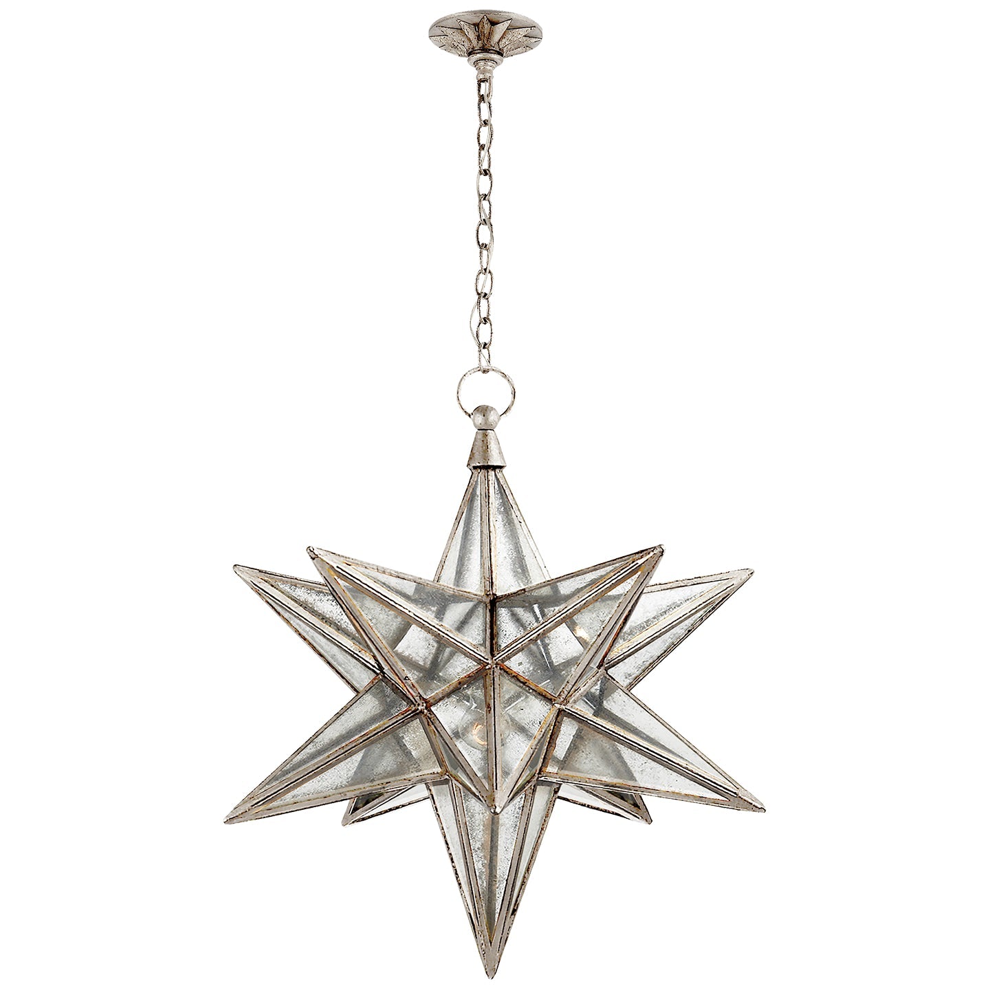 Product photo of the Moravian Star One Light Lantern in Burnished Silver Leaf ( SKU# CHC 5212BSL-AM )
