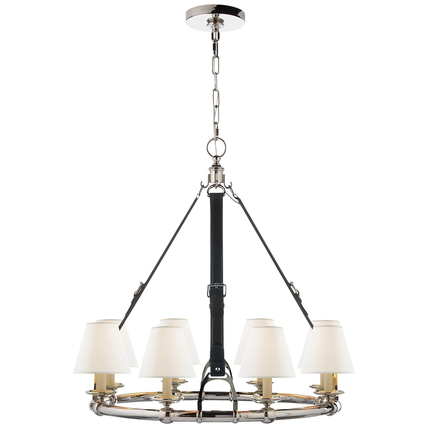 Product photo of the Westbury Eight Light Chandelier in Polished Nickel ( SKU# RL 5181PN-L )