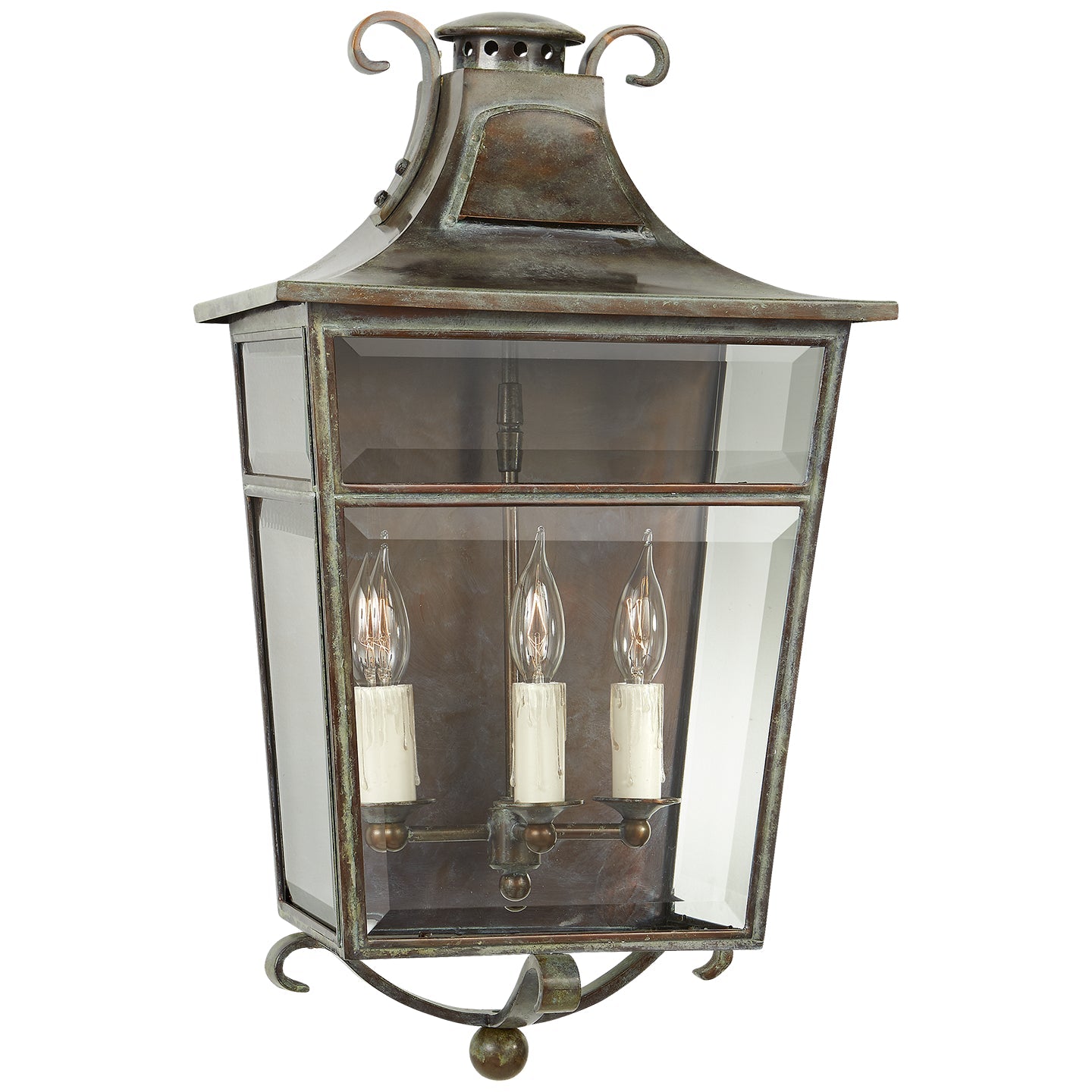 Product photo of the Carrington Three Light Wall Sconce in Weathered Verdigris ( SKU# RL 2733WVG-CG )