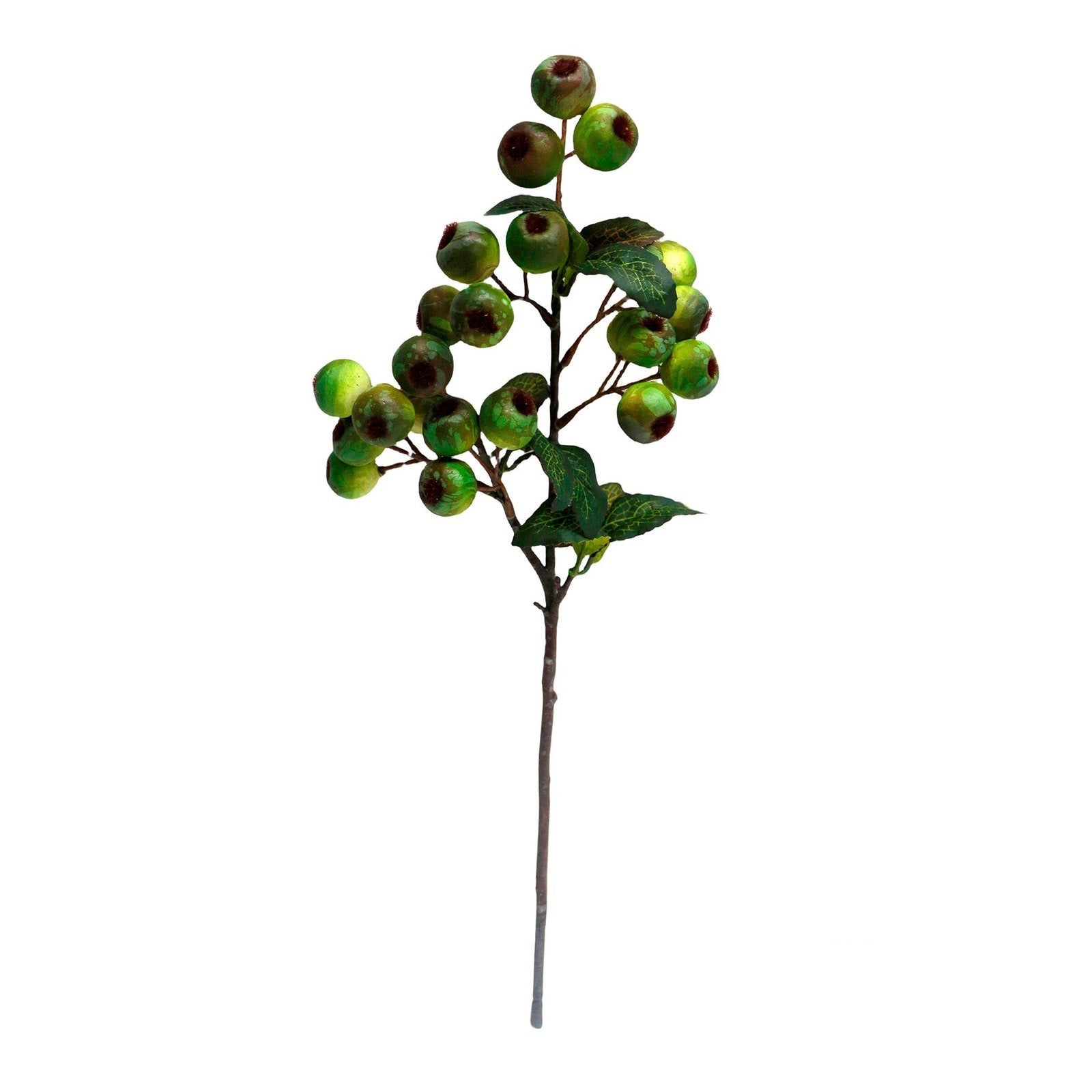 Artificial green berry branch on a white background