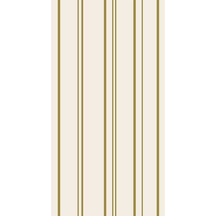 Beige wallpaper with vertical gold stripes on a white background