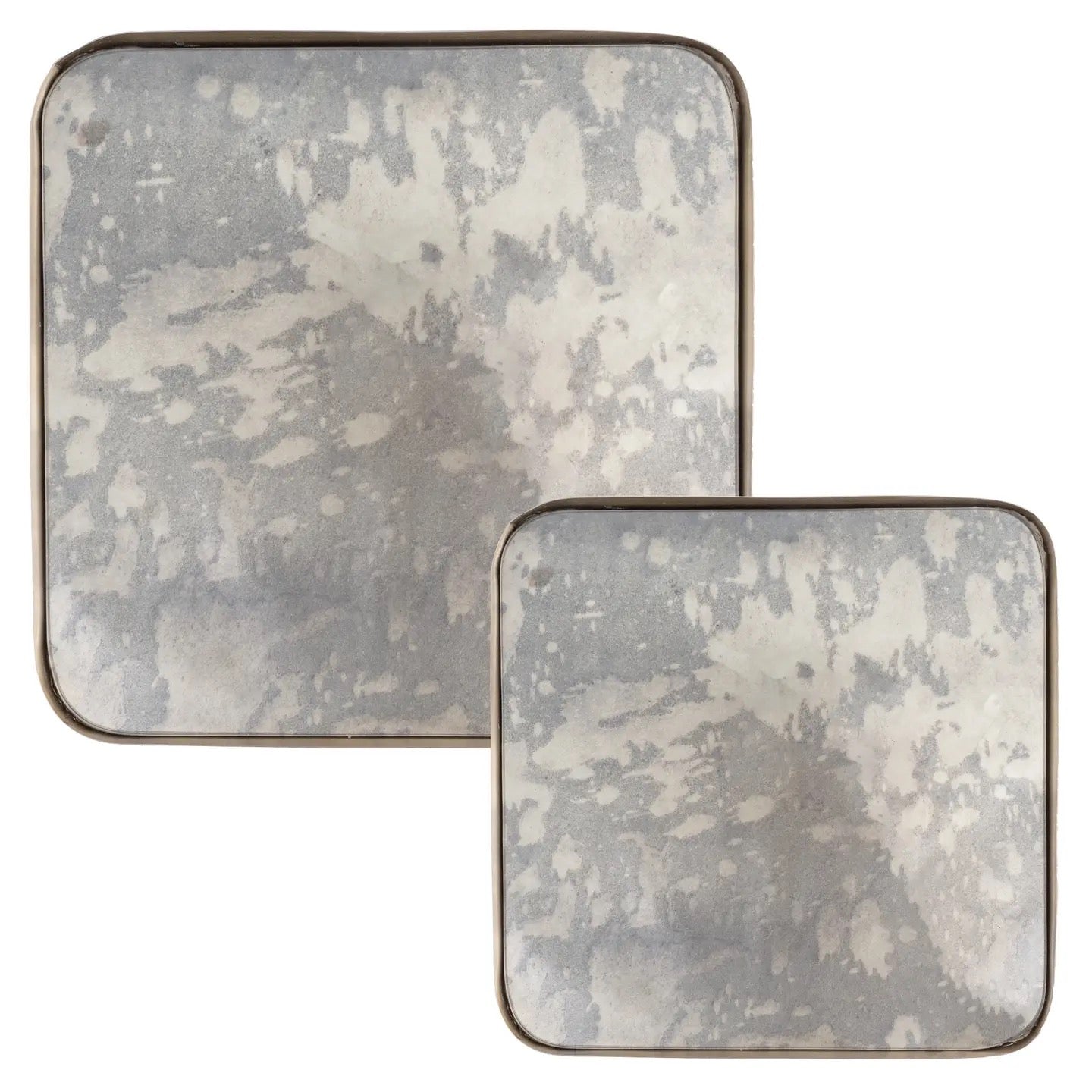 Antiqued Mirror Tray Duo