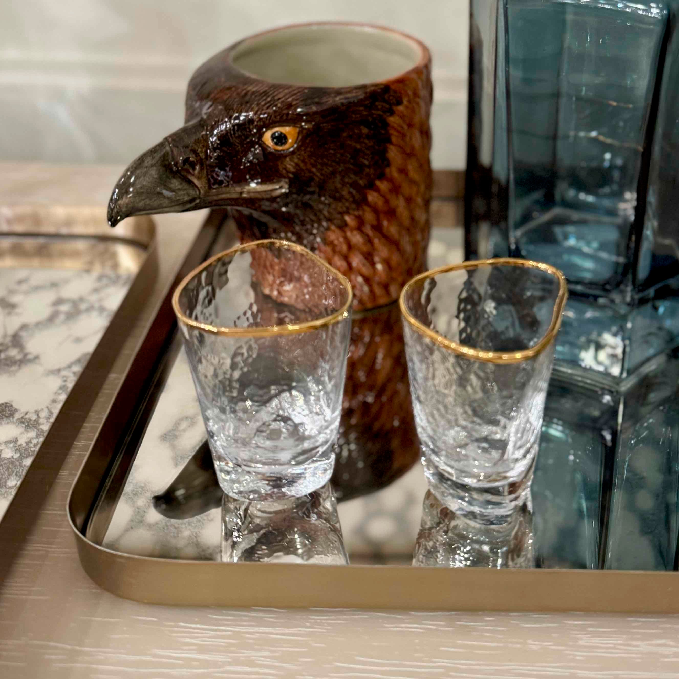 Antiqued Mirror Tray Duo