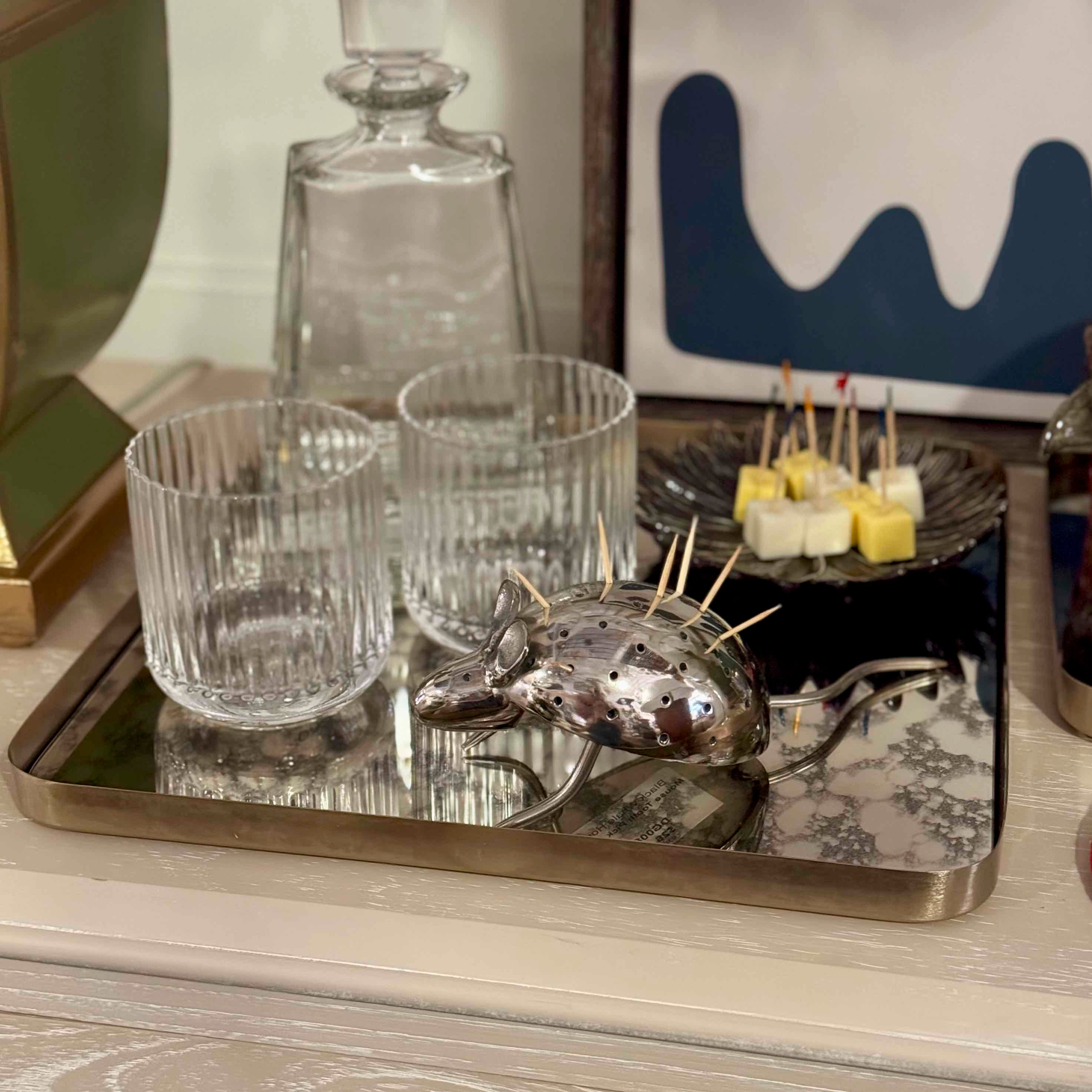 Antiqued Mirror Tray Duo