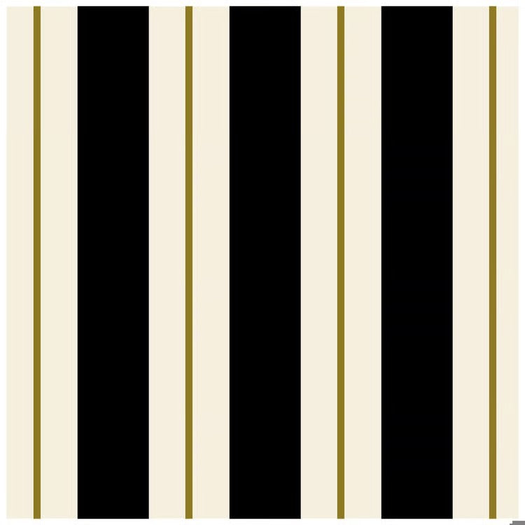 Black & Gold Awning Stripe Cocktail Napkin