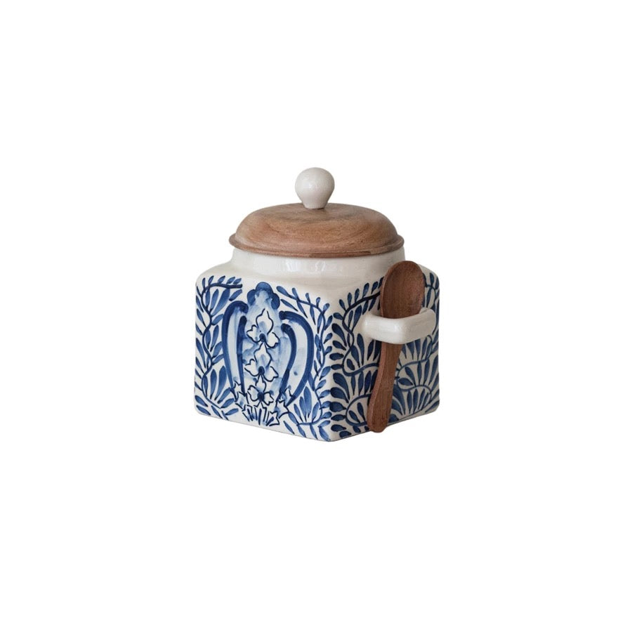 Blue Floral Spice Canister