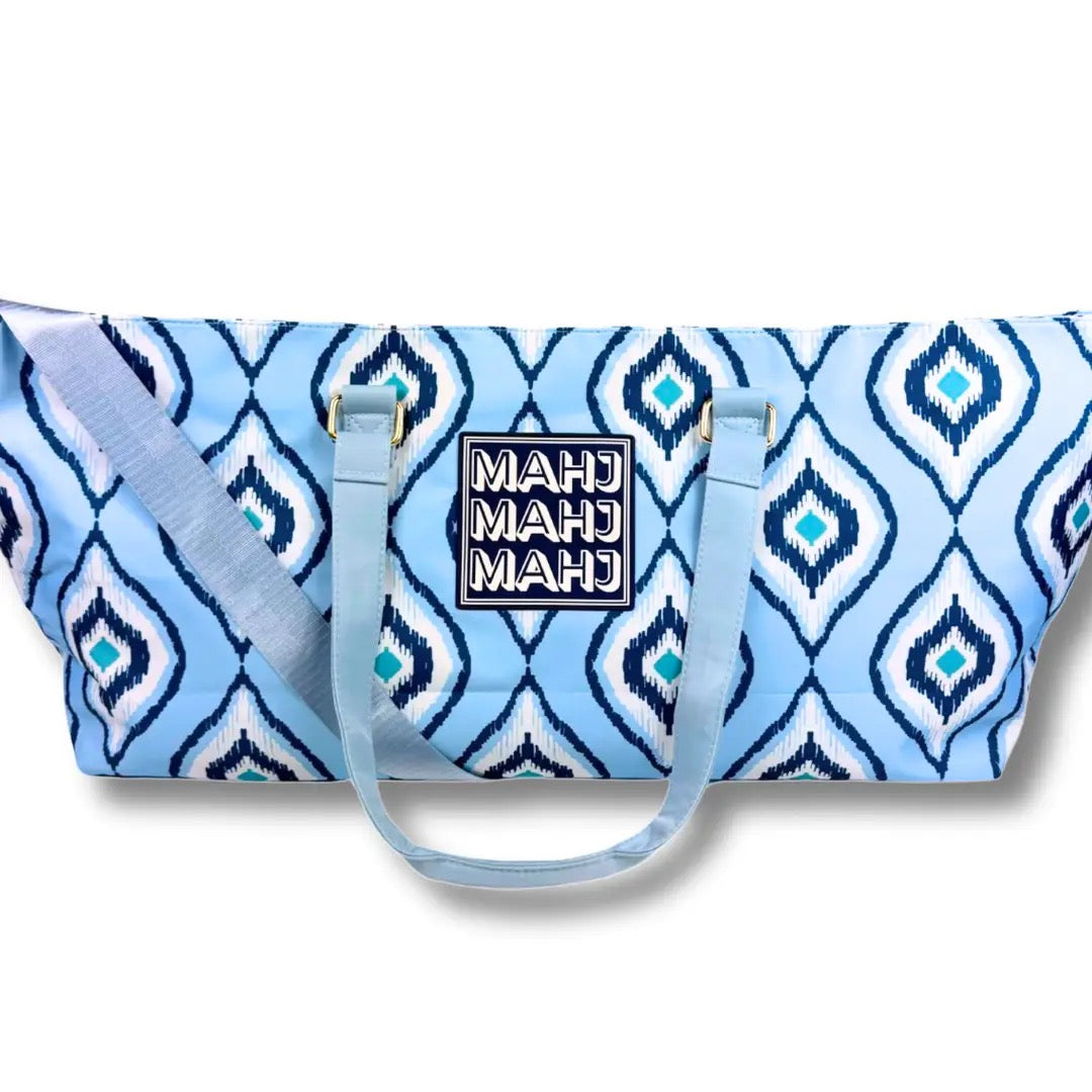 Blue Ikat Mahjong Tote Bag