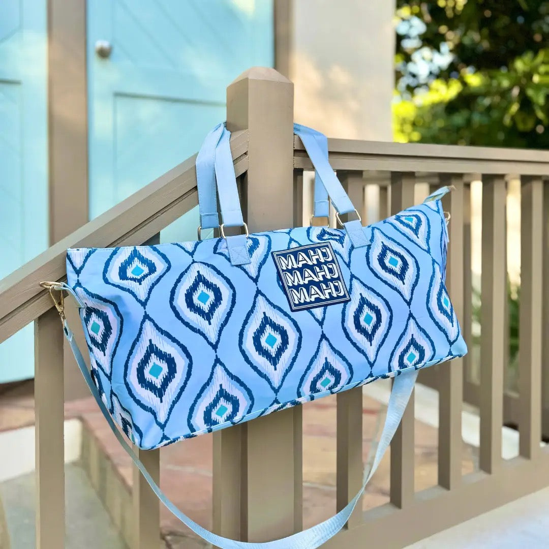 Blue Ikat Mahjong Tote Bag