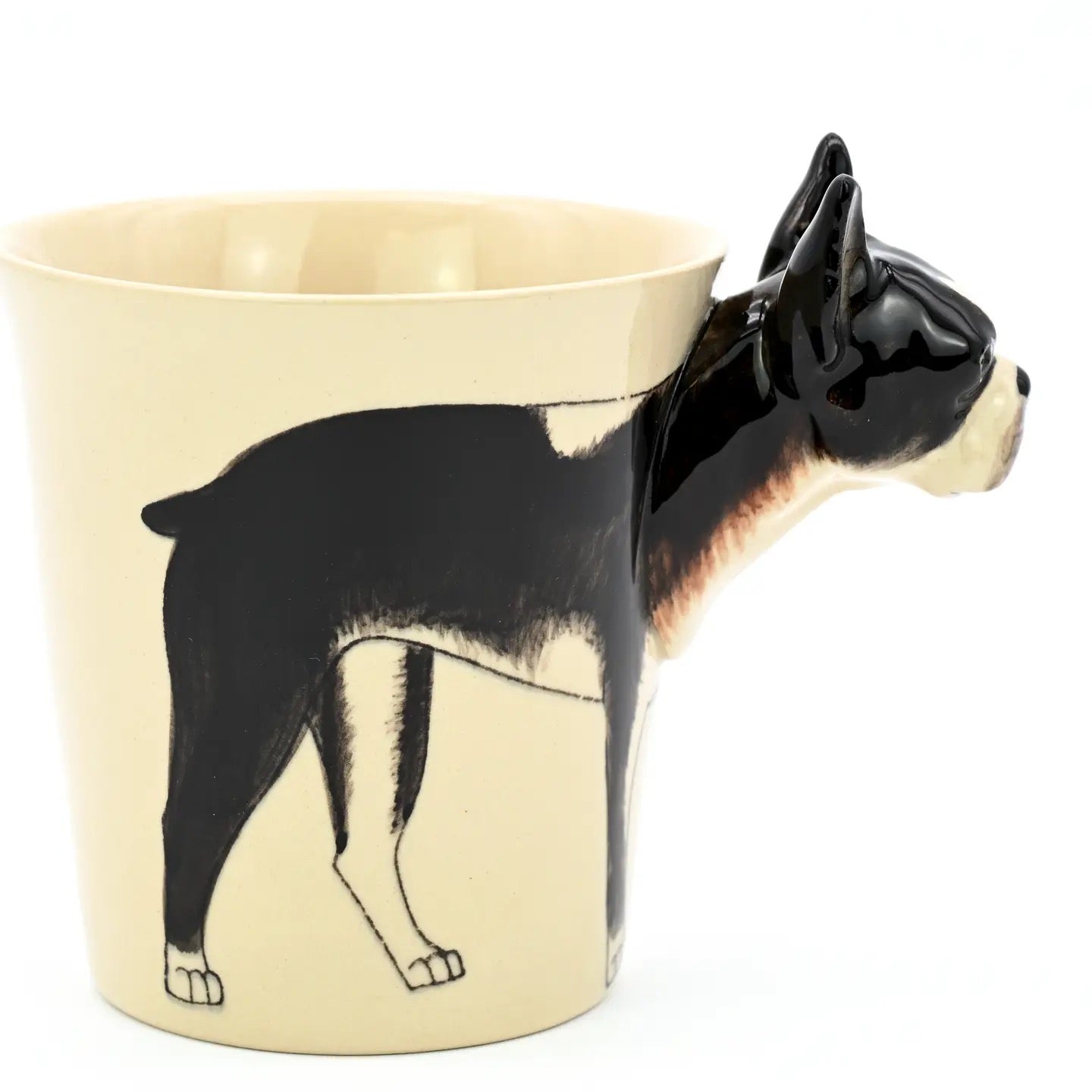 Mug with a dog design on a beige background