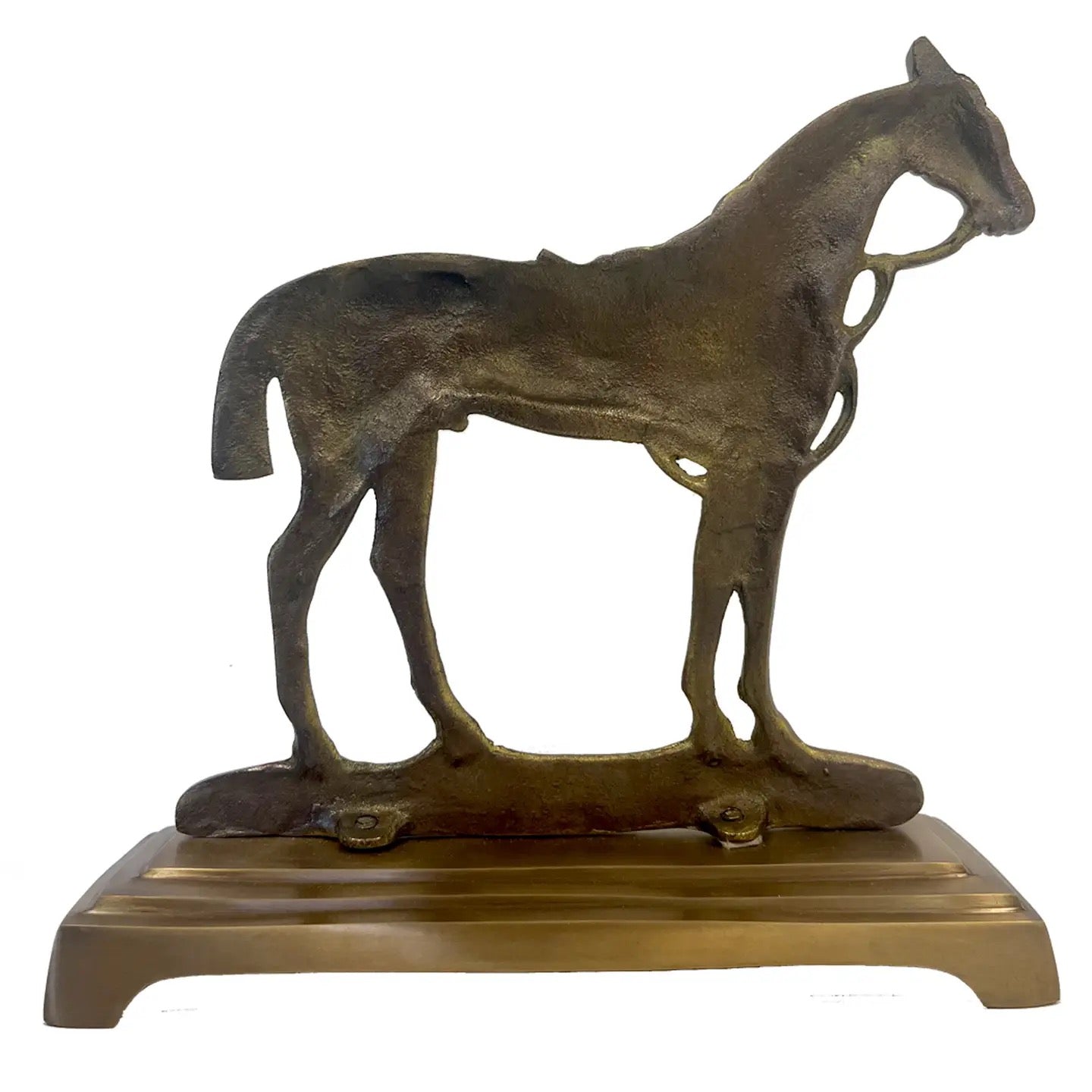Bronze horse statue on a white background