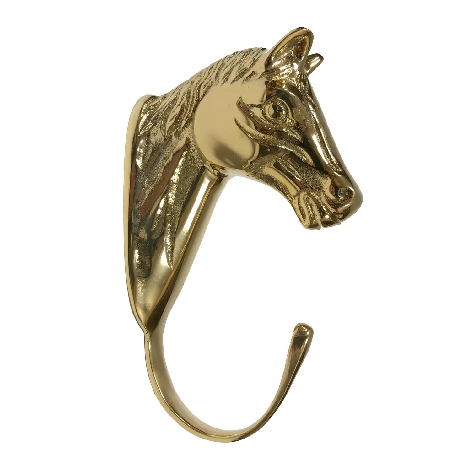 Gold horse head ring on a white background
