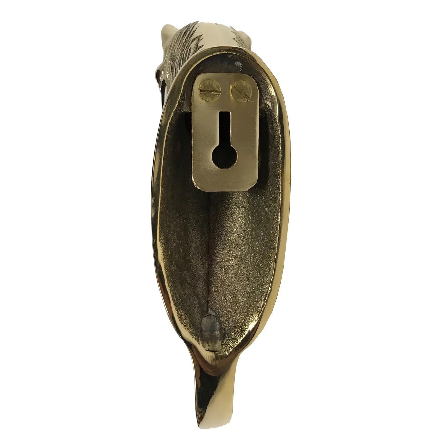 Brass door handle on a white background