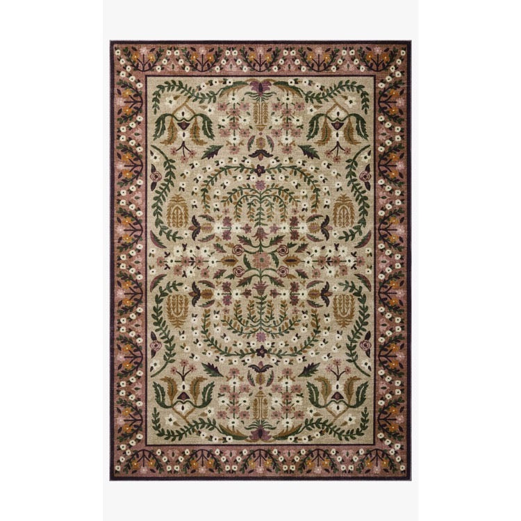 Decorative rug with intricate patterns on a white background