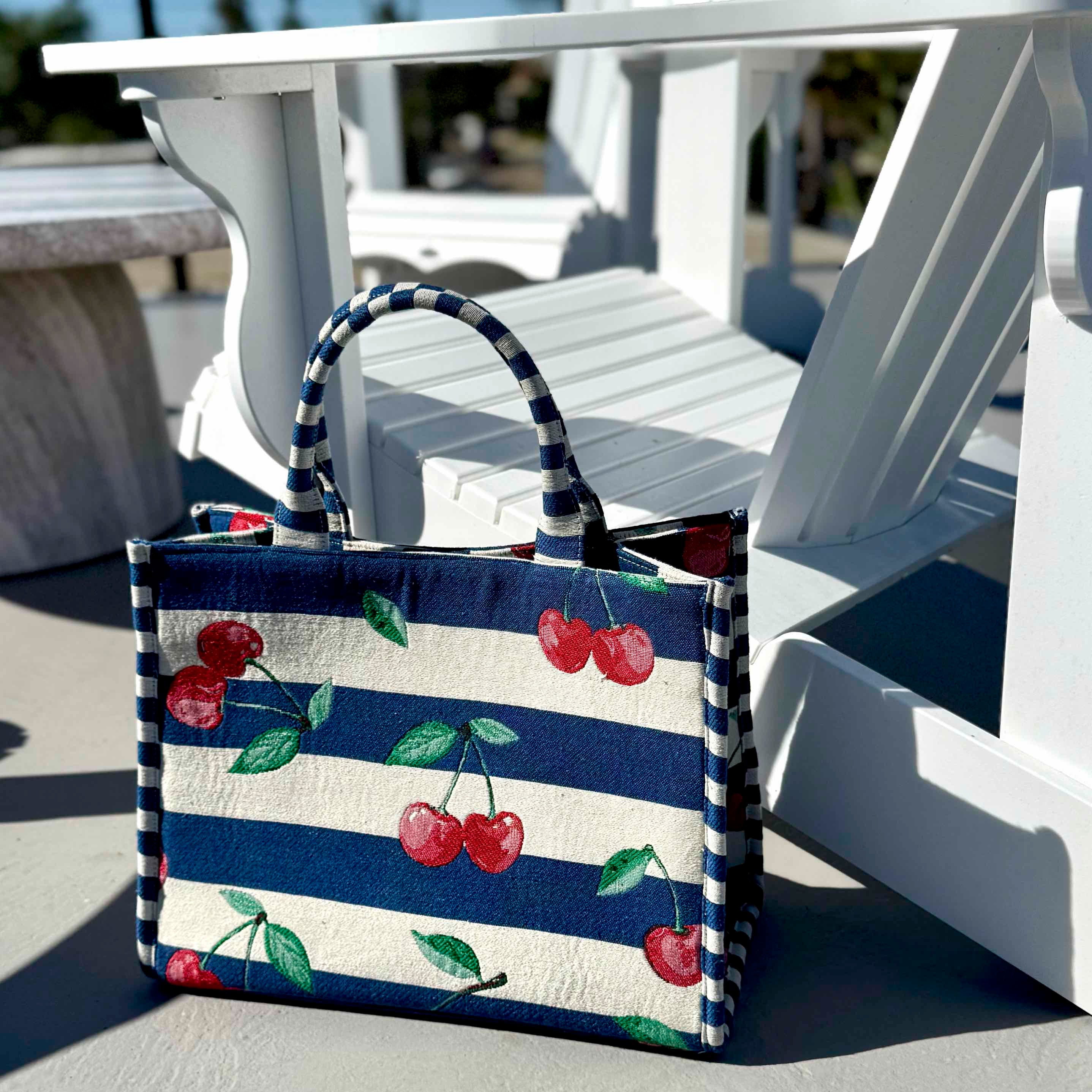 Cherry Striped Tote