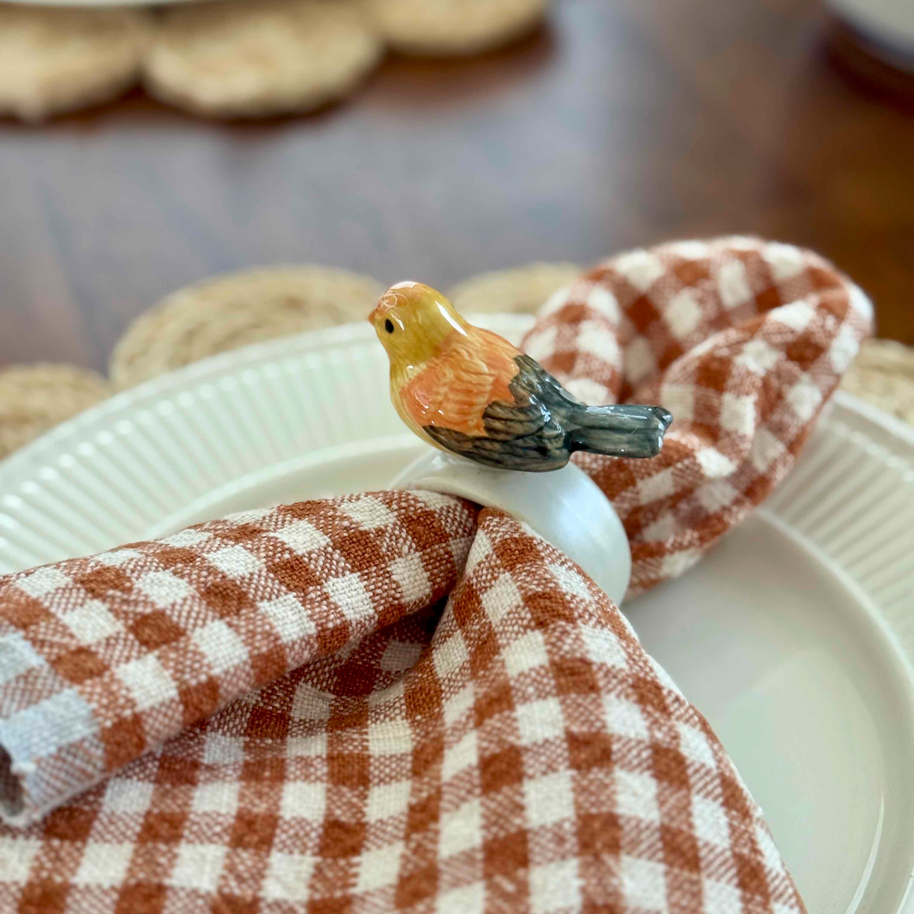 Cognac Gingham Dinner Napkins - Set of 4