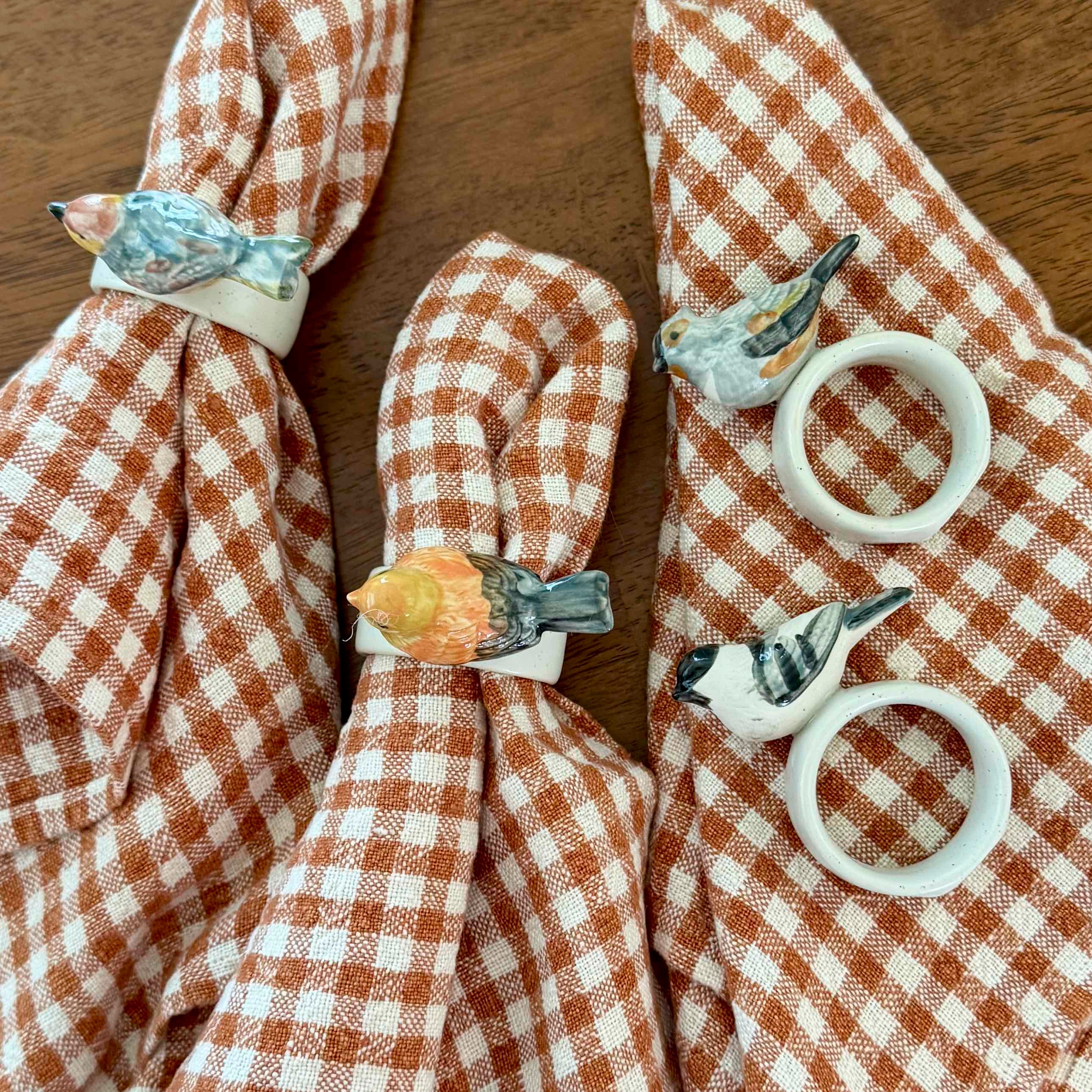 Cognac Gingham Dinner Napkins - Set of 4