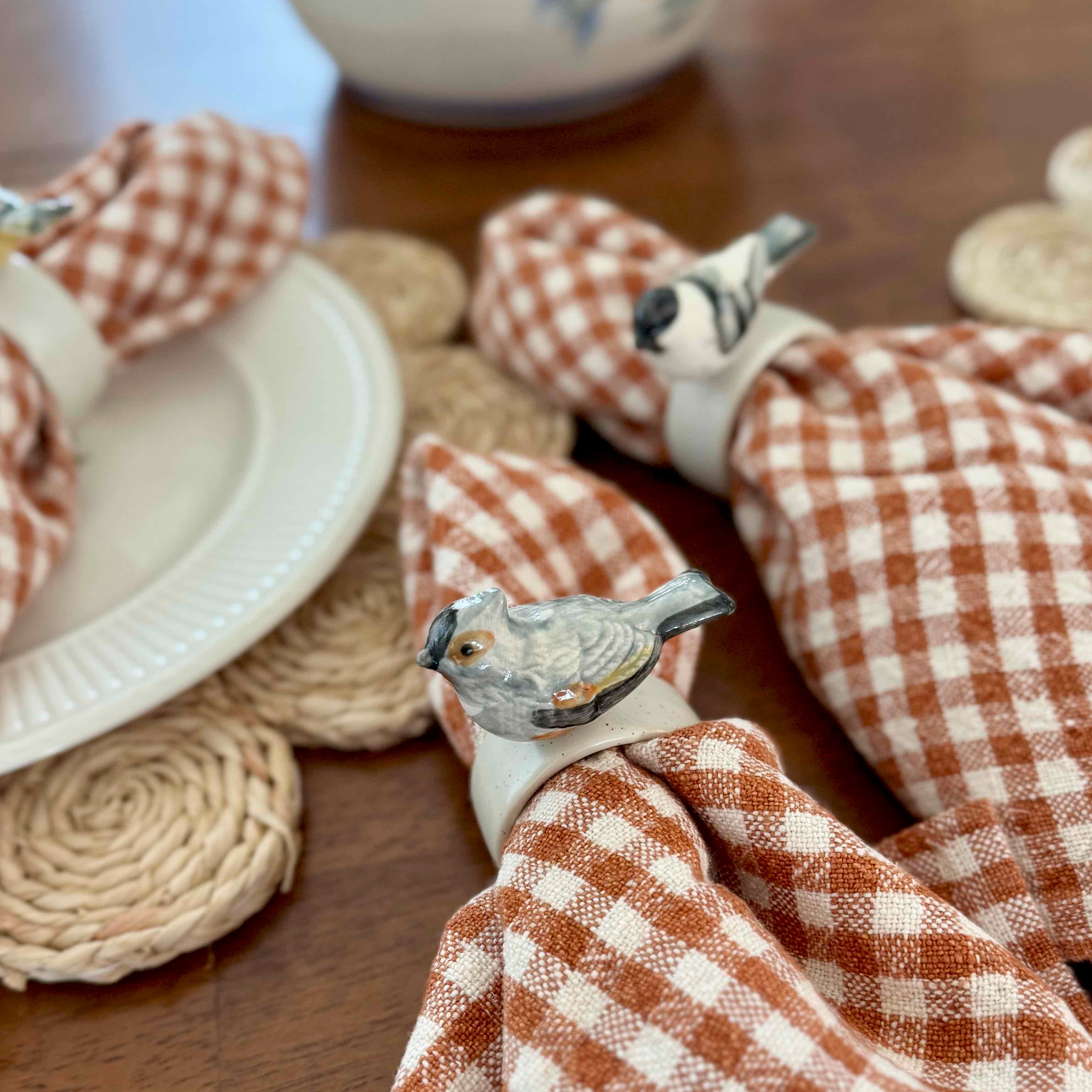 Cognac Gingham Dinner Napkins - Set of 4