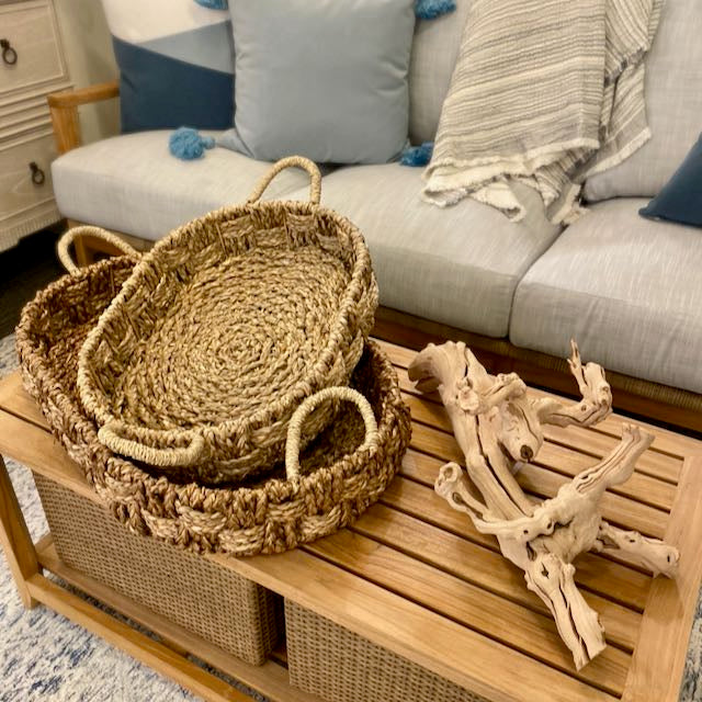 Double Woven Seagrass Trays - Set of 2
