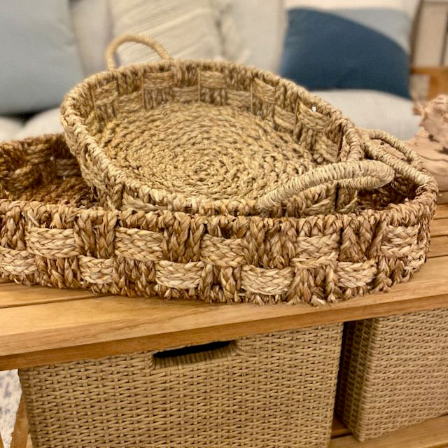 Double Woven Seagrass Trays - Set of 2