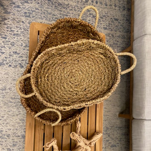 Double Woven Seagrass Trays - Set of 2