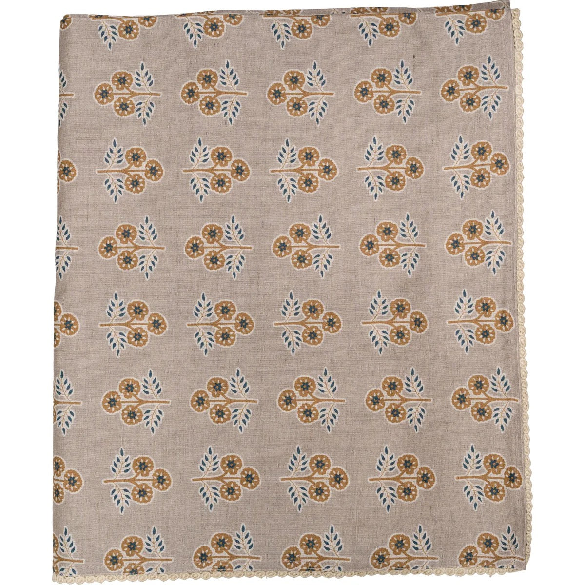 Patterned fabric with floral design on a beige background
